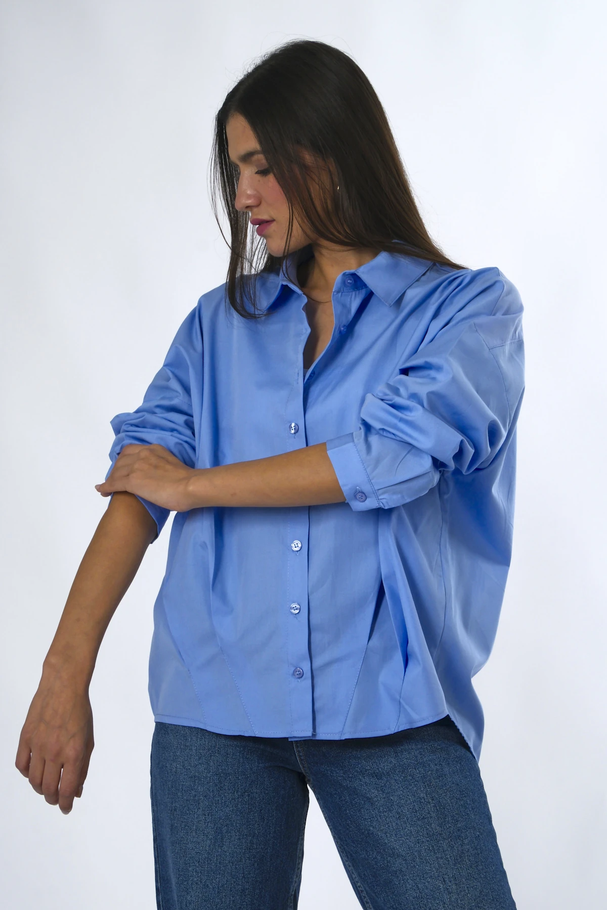 Abbra Kadın %100 Pamuk Poplin Pensli Gömlek