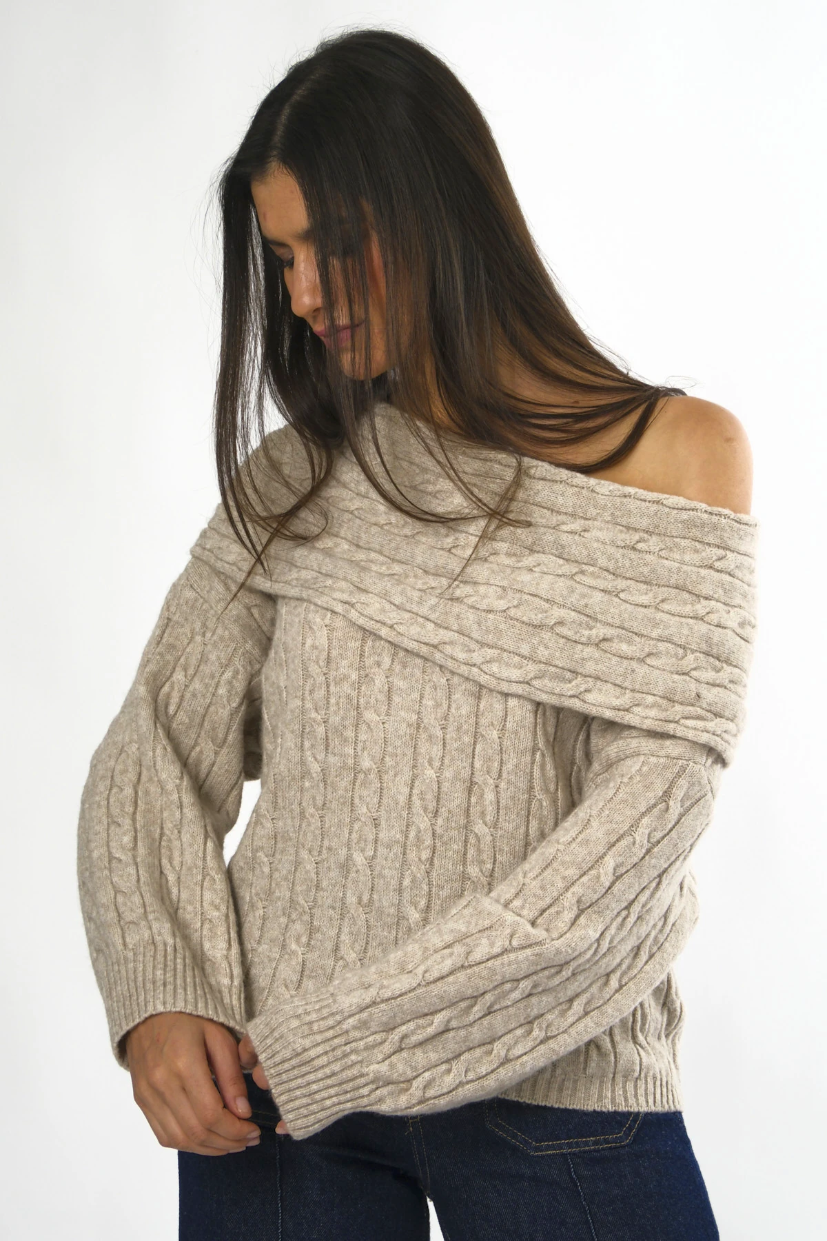 Abbra Kadın Madonna Yaka Kazak