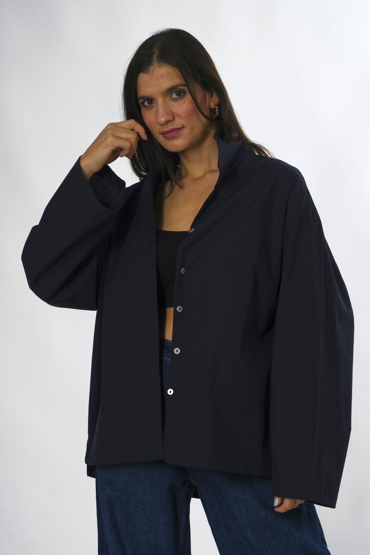 Abbra Kadın %100 Pamuk Oversize Poplin Gömlek