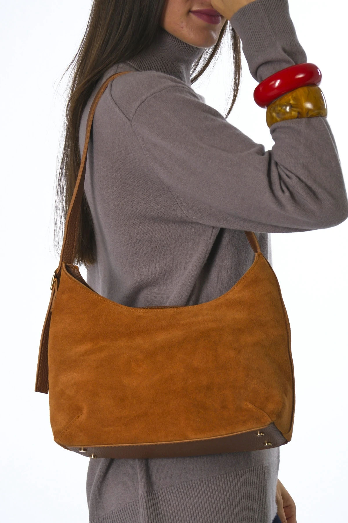 Abbra Kadın Gerçek Süet Deri Kemer Askılı Astarlı Çanta