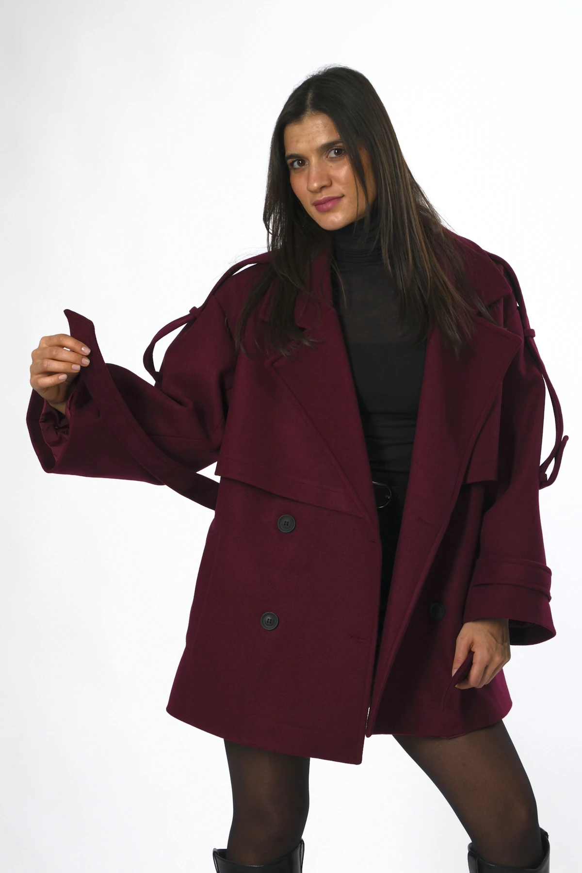 Abbra Kadın Astarlı Kısa Kaşe Kaban