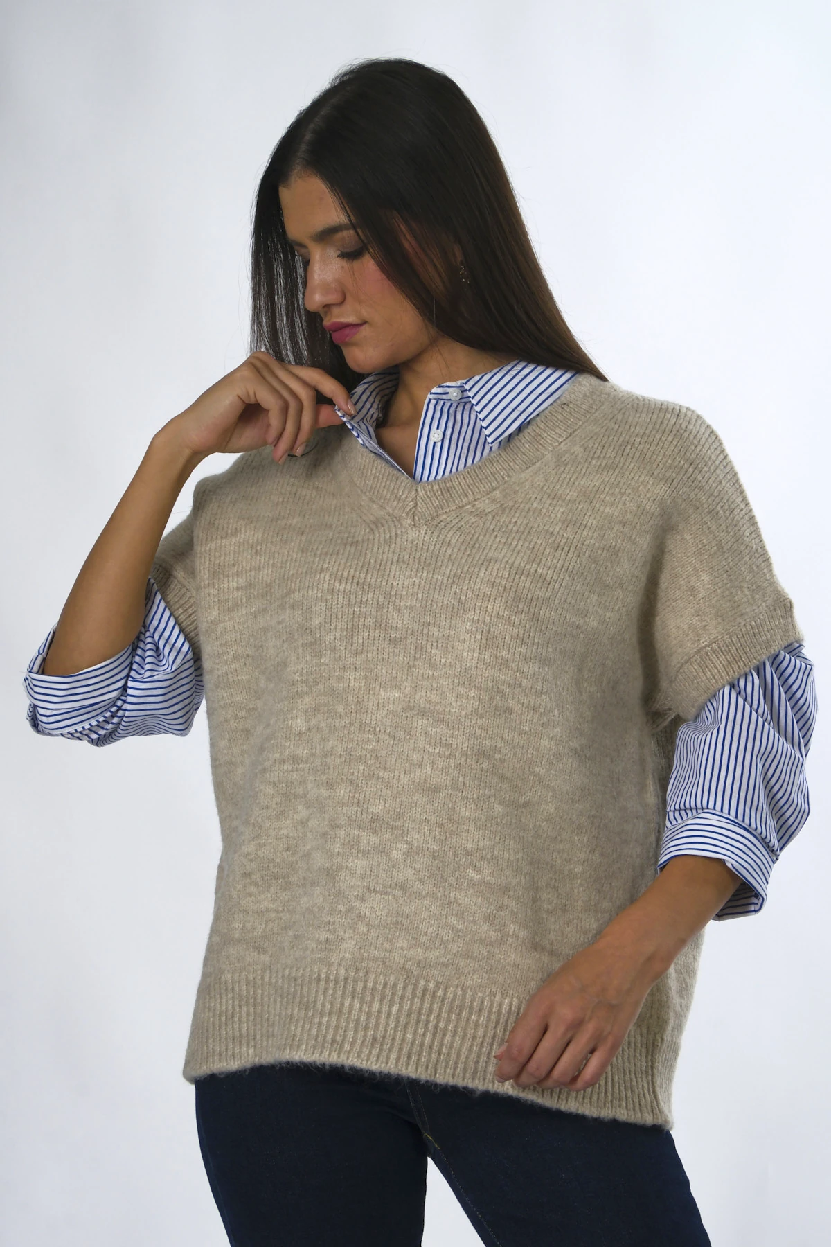 Abbra Kadın V Yaka Süveter