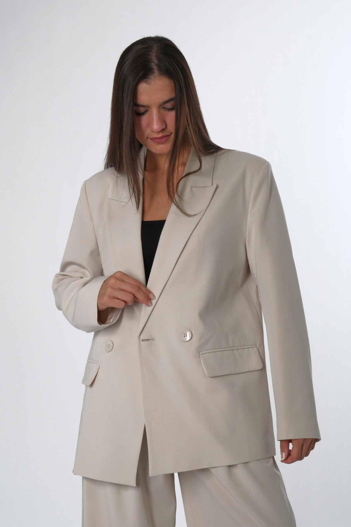 Abbra Kadın Çizgili Blazer Ceket