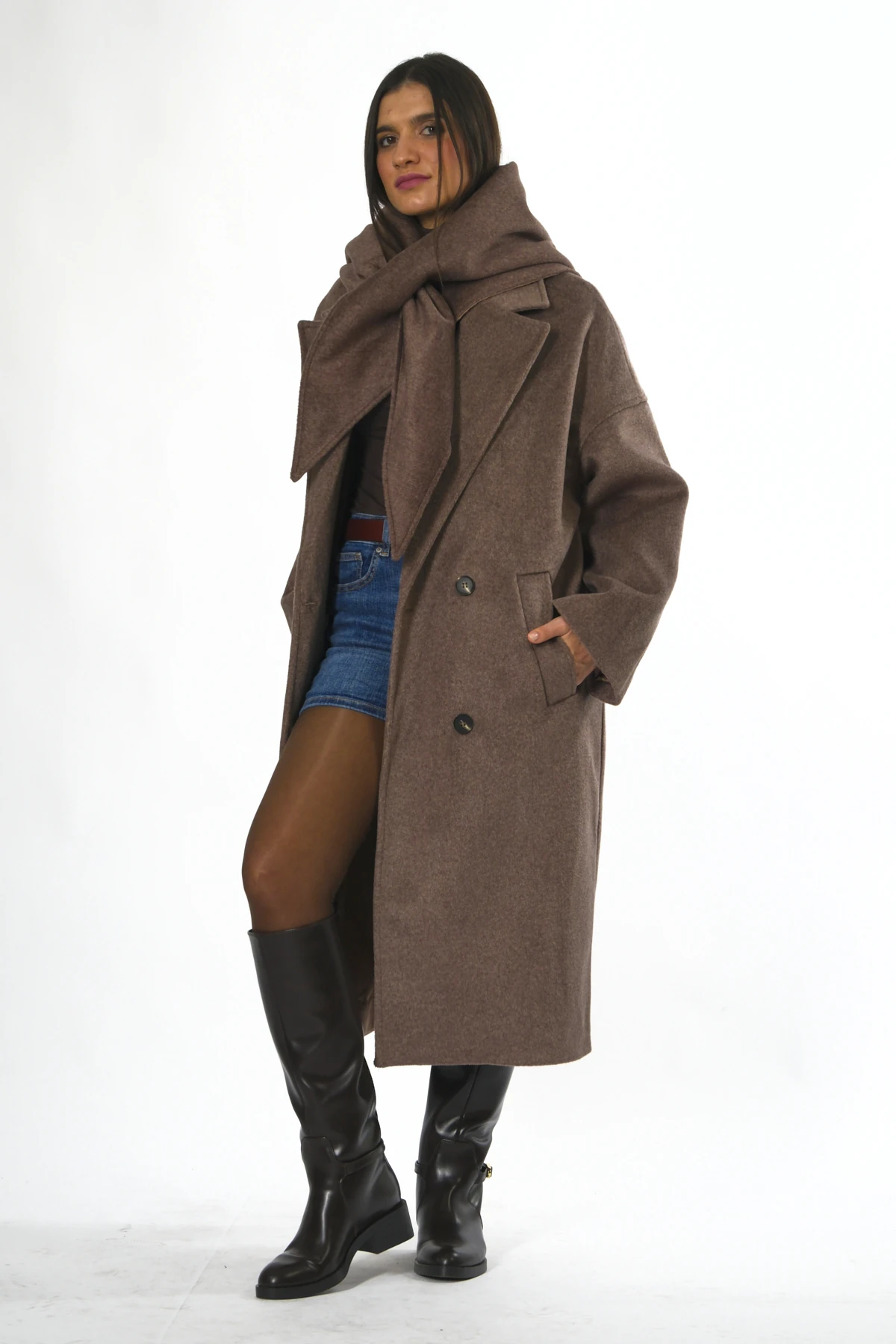 Abbra Kadın Şallı Astarlı Kaban