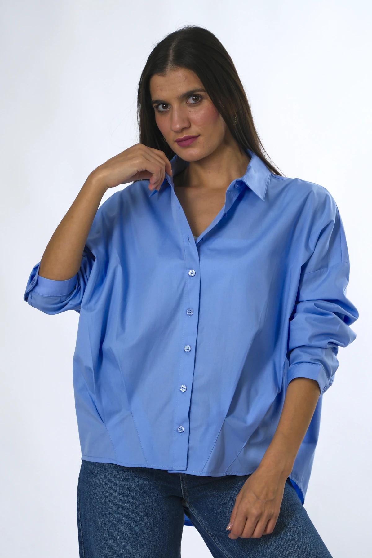 Abbra Kadın %100 Pamuk Poplin Pensli Gömlek