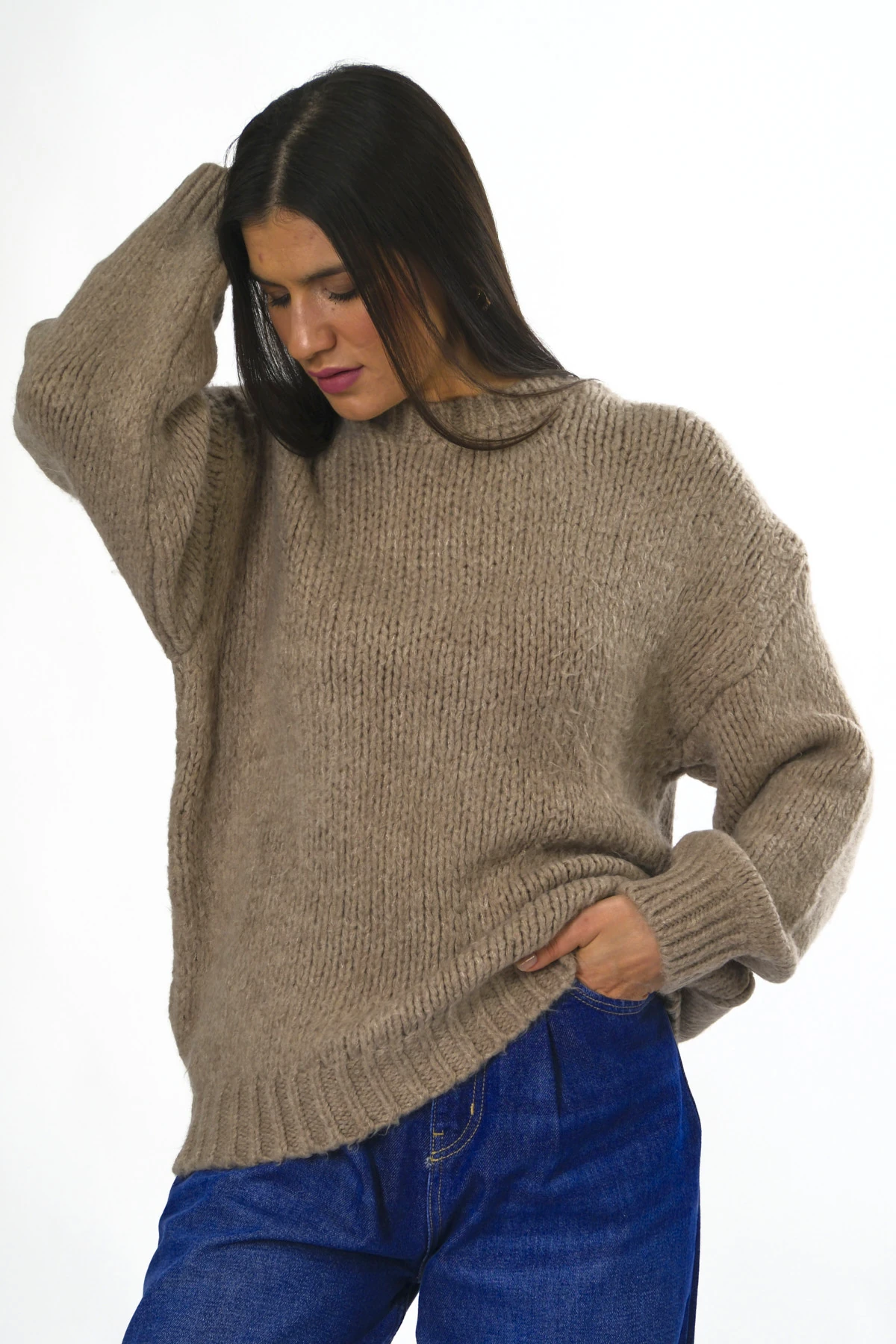 Abbra Kadın Uzun Kollu Kazak - AÇIK VİZON