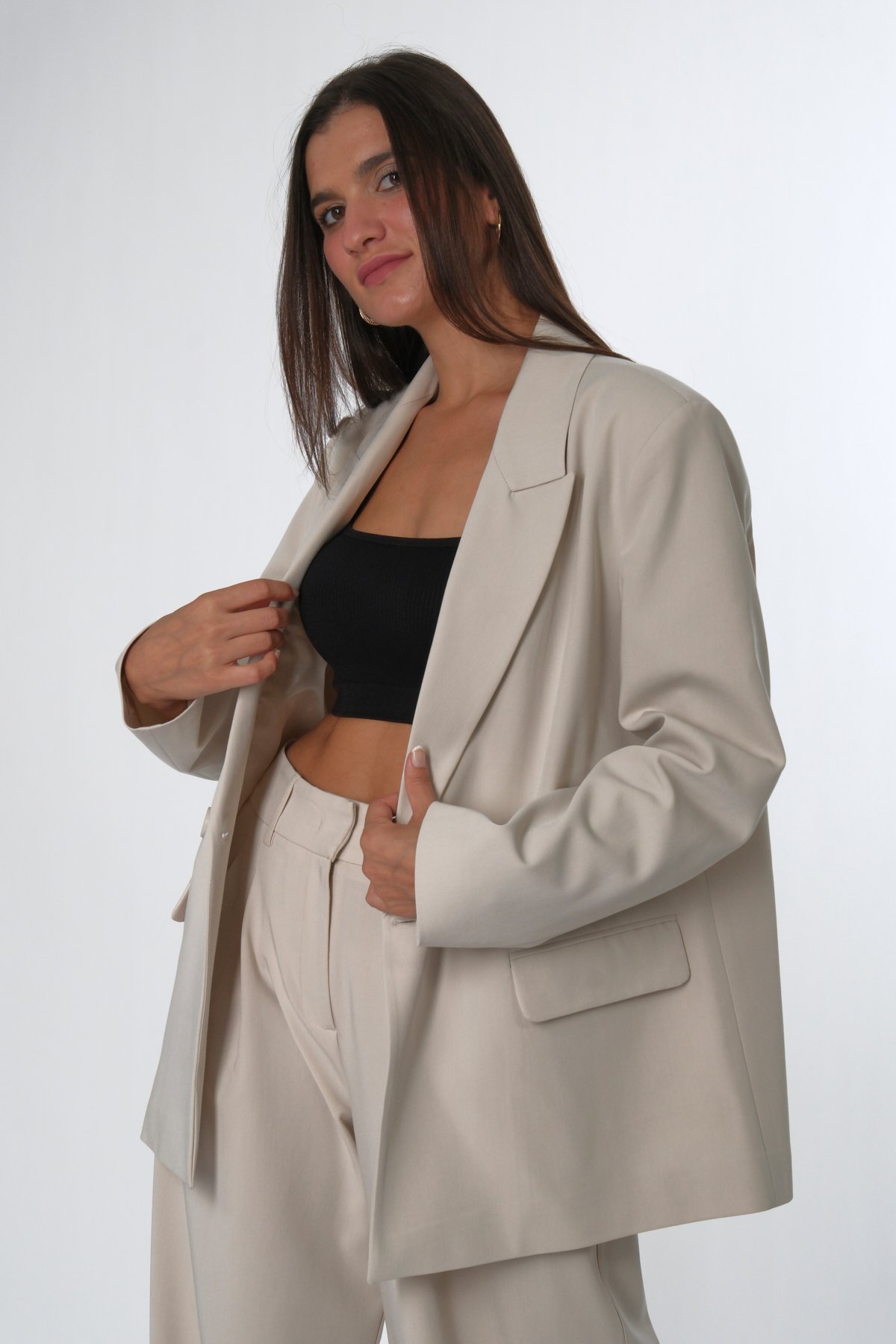 Abbra Kadın Çizgili Blazer Ceket