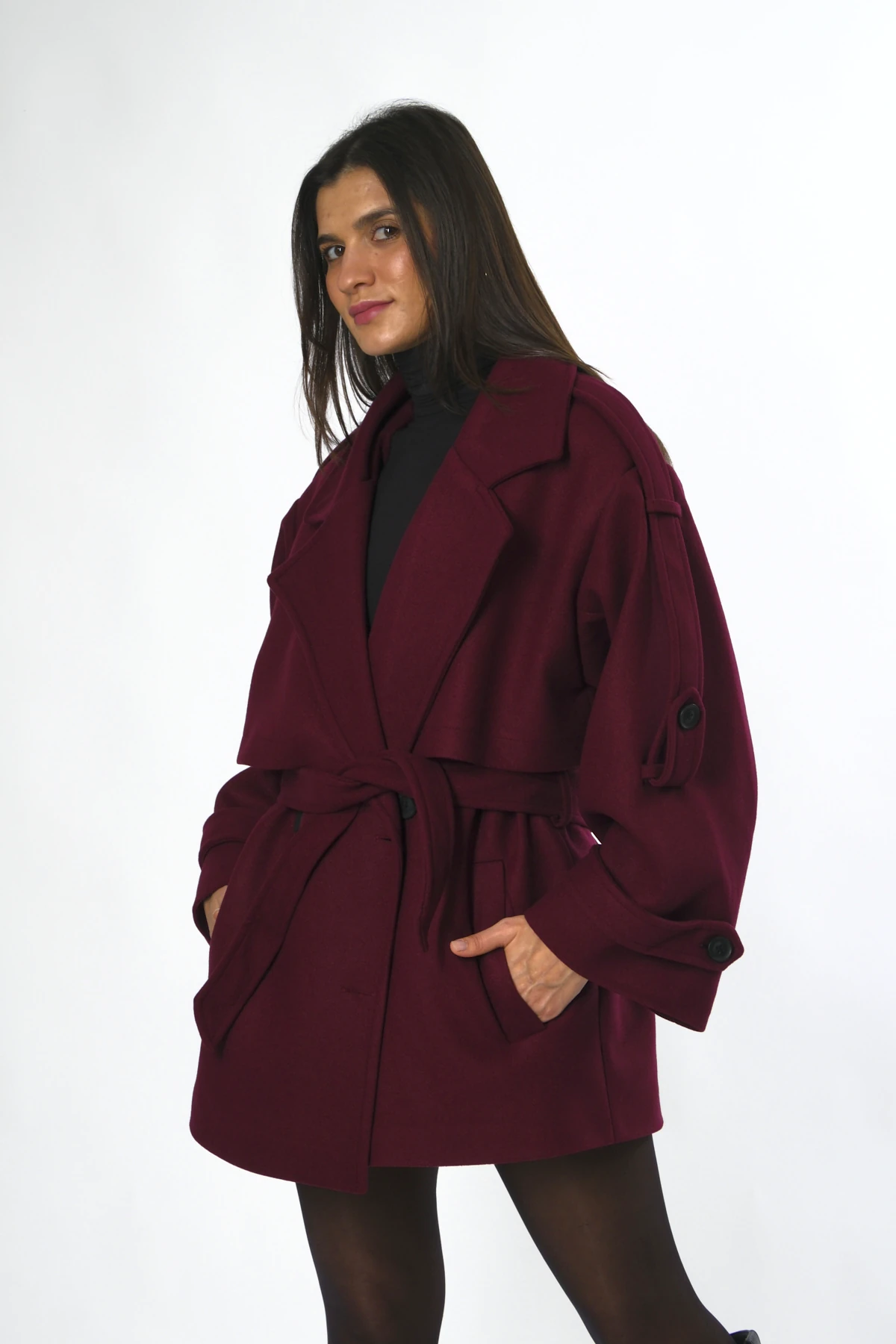 Abbra Kadın Astarlı Kısa Kaşe Kaban