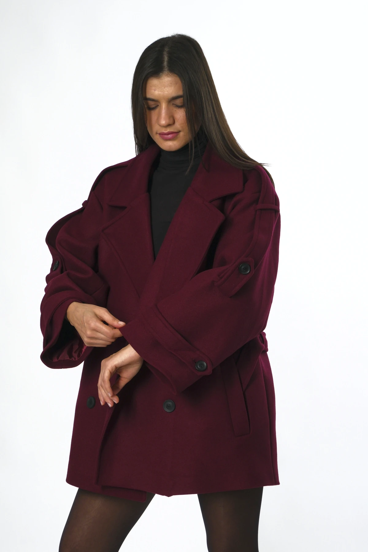 Abbra Kadın Astarlı Kısa Kaşe Kaban