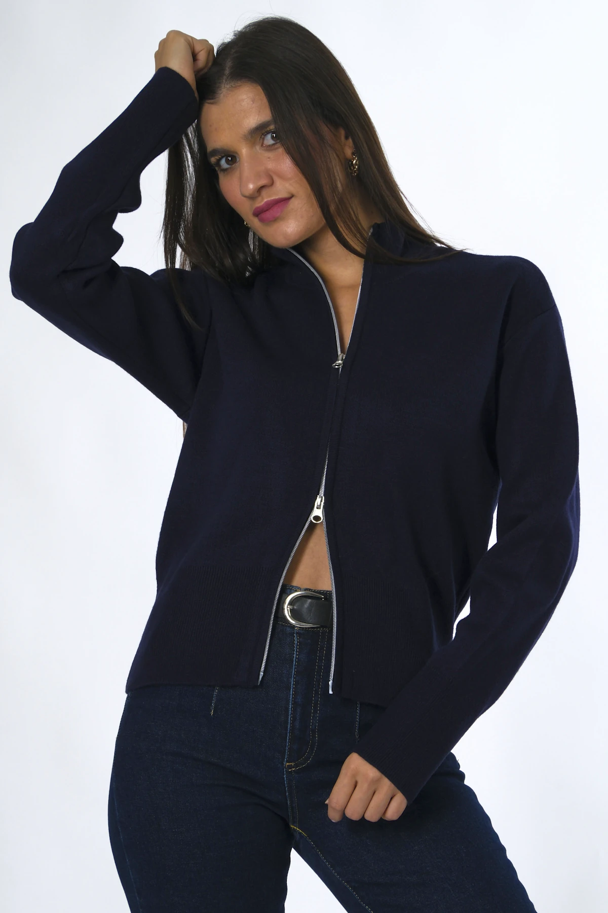 Abbra Kadın Çift Fermuarlı Hırka