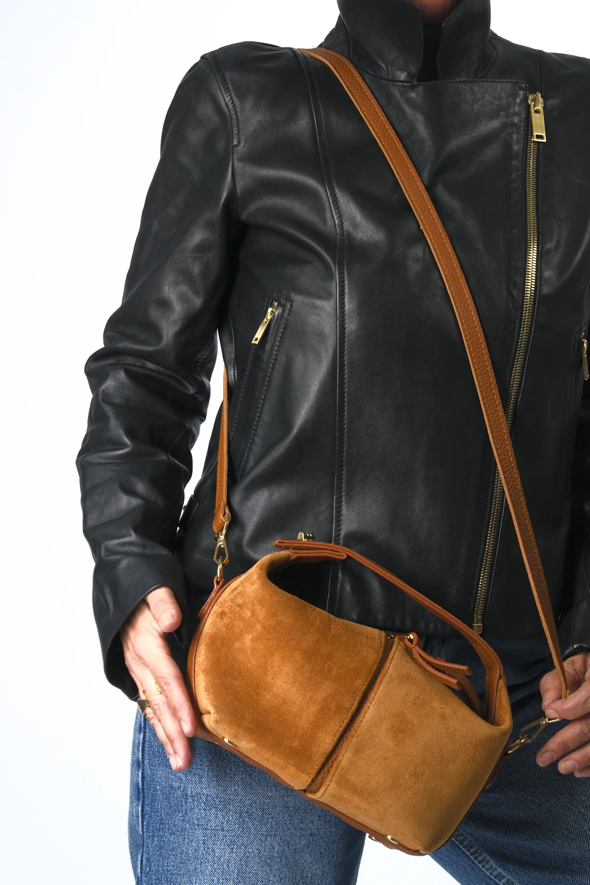 Abbra Kadın Gerçek Süet Deri El Omuz Askılı Astarlı Küçük Çanta