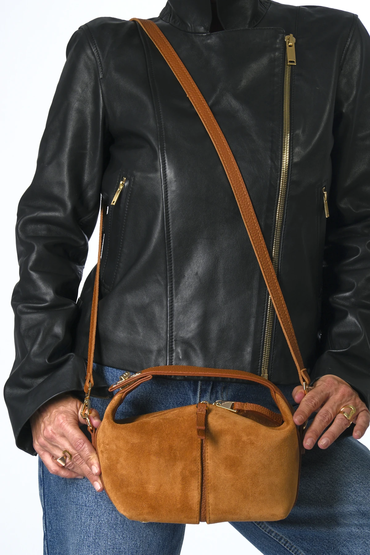 Abbra Kadın Gerçek Süet Deri El Omuz Askılı Astarlı Küçük Çanta