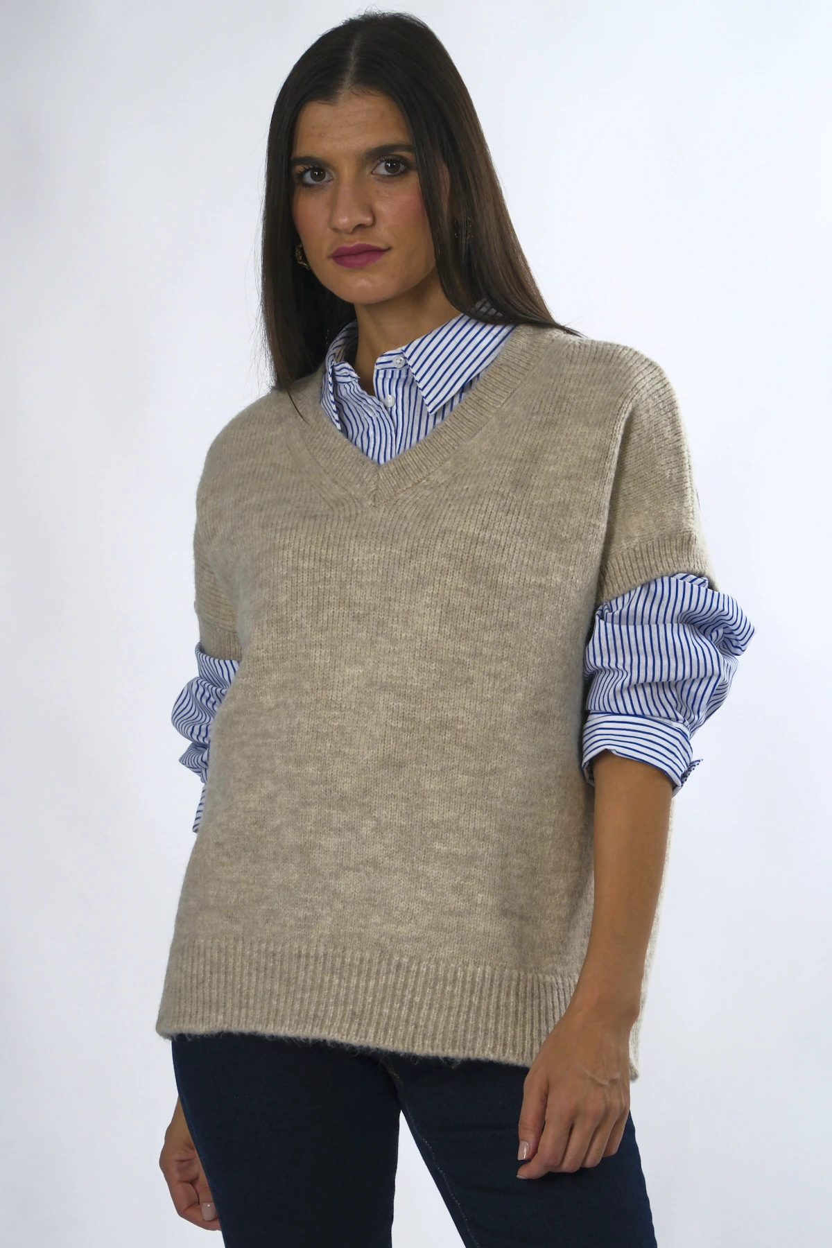 Abbra Kadın V Yaka Süveter