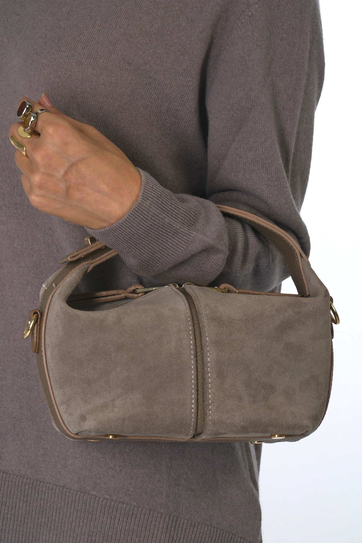 Abbra Kadın Gerçek Süet Deri El Omuz Askılı Astarlı Küçük Çanta