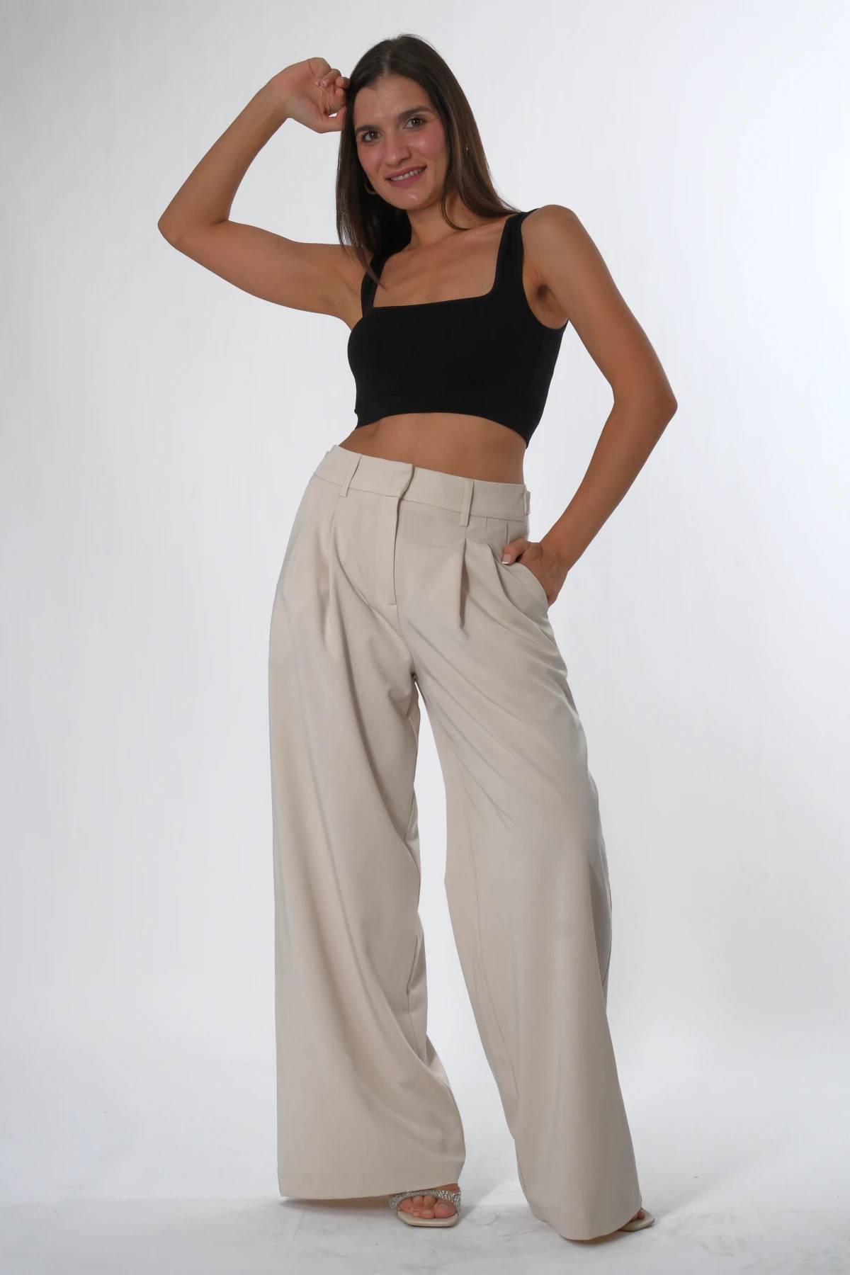 Abbra Kadın Ekstra Geniş Paça Ayarlanabilir Pantolon