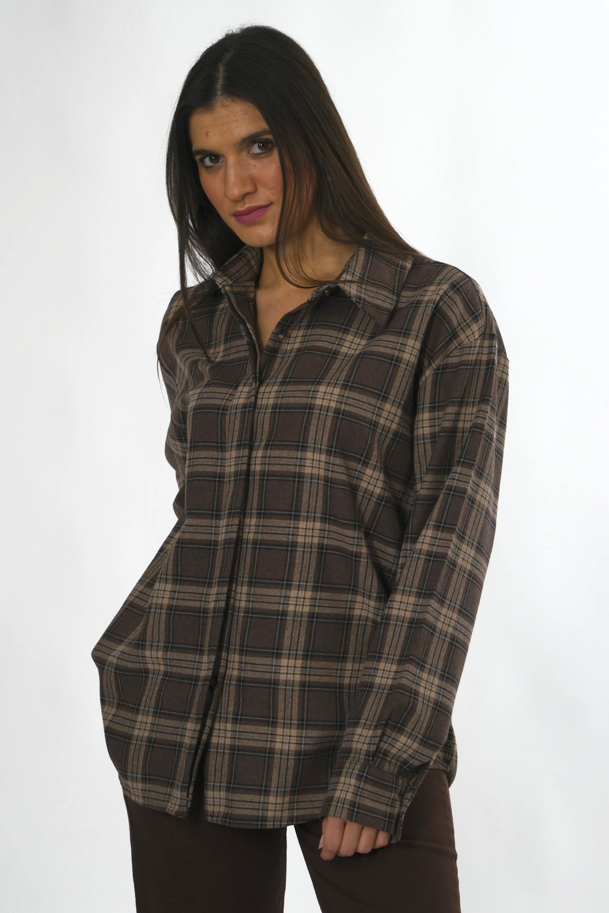 Abbra Kadın Oduncu Gizli Düğmeli Gömlek