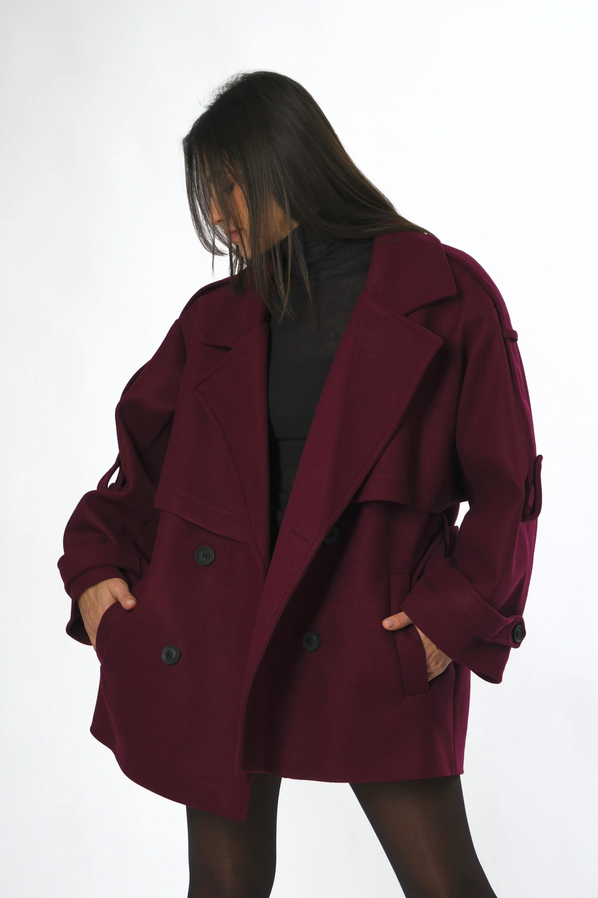 Abbra Kadın Astarlı Kısa Kaşe Kaban