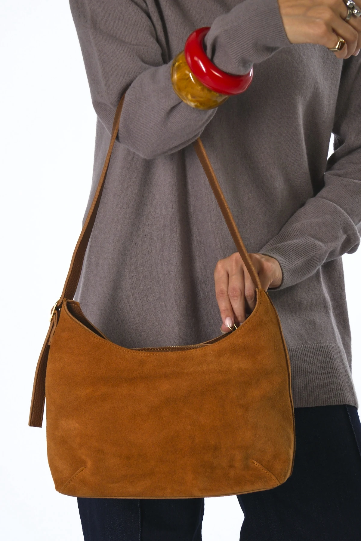 Abbra Kadın Gerçek Süet Deri Kemer Askılı Astarlı Çanta