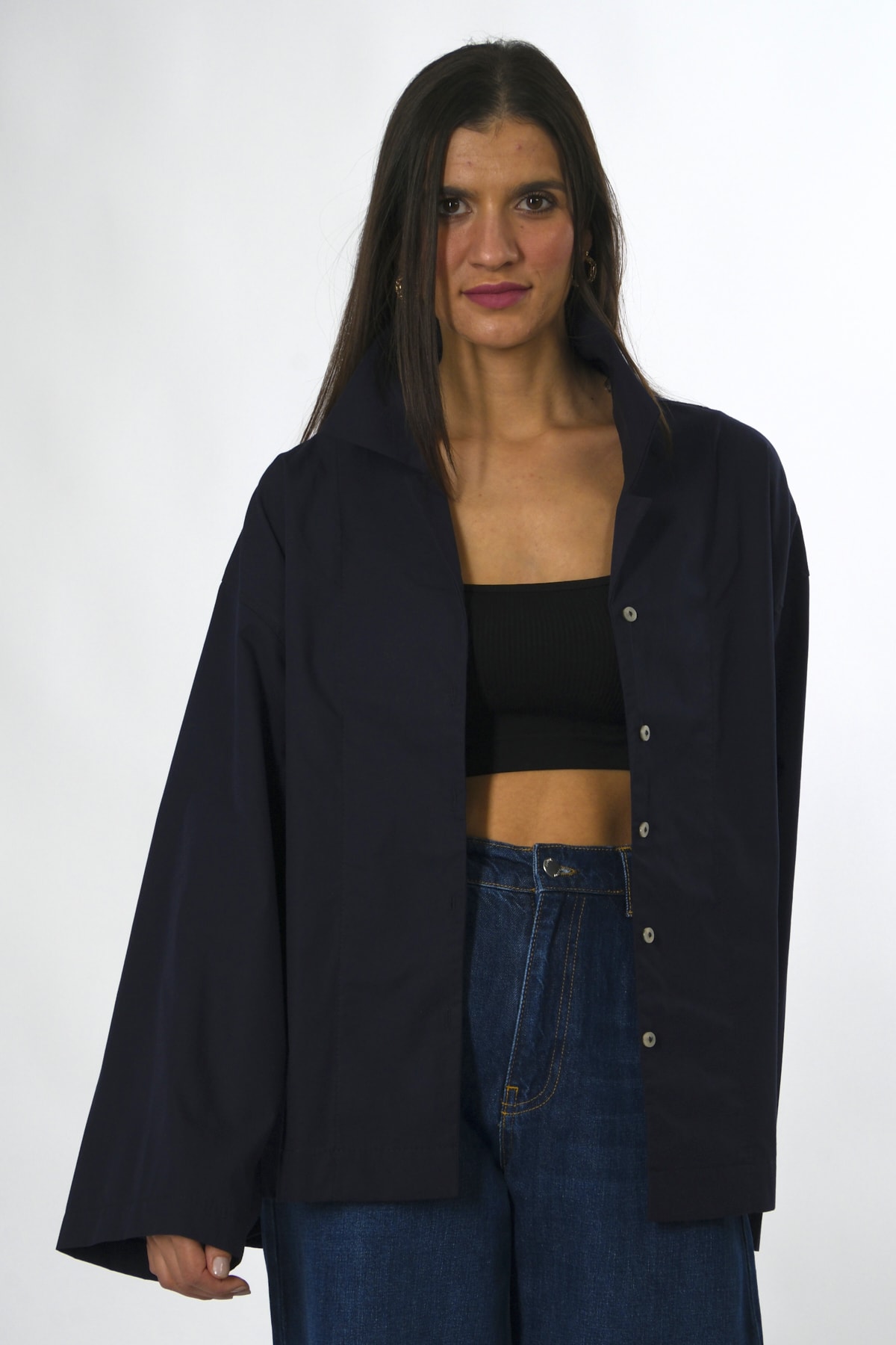 Abbra Kadın %100 Pamuk Oversize Poplin Gömlek