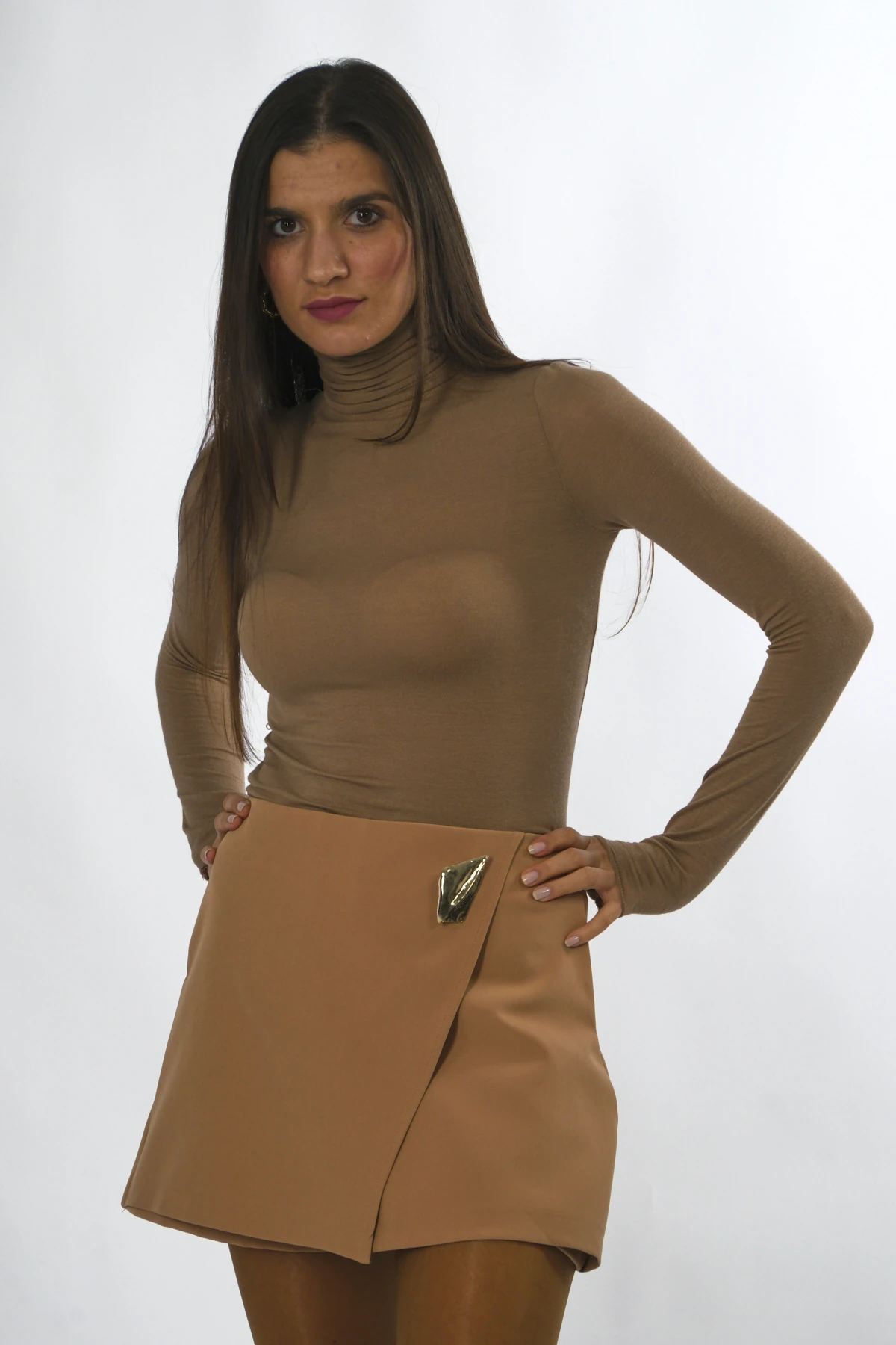 Abbra Kadın Tokalı Şort Etek