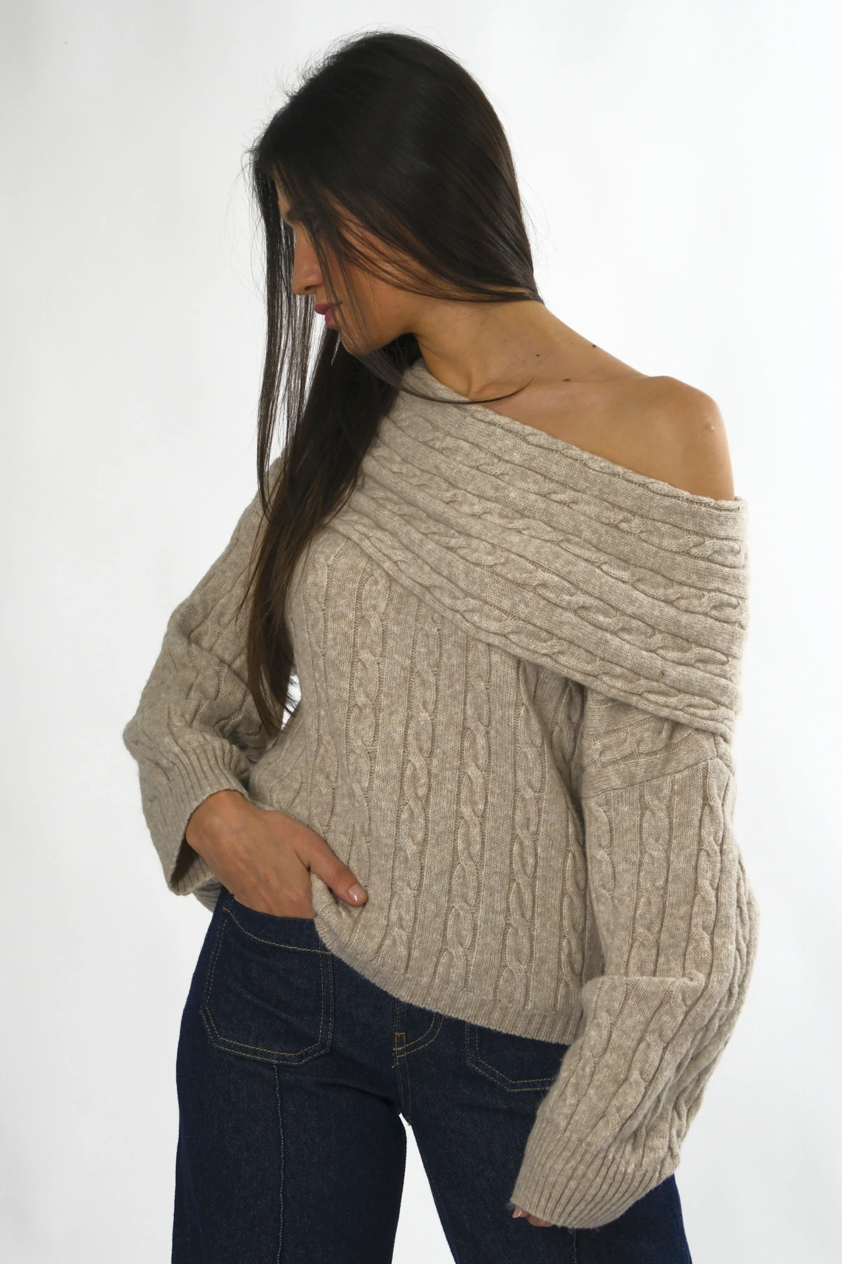 Abbra Kadın Madonna Yaka Kazak