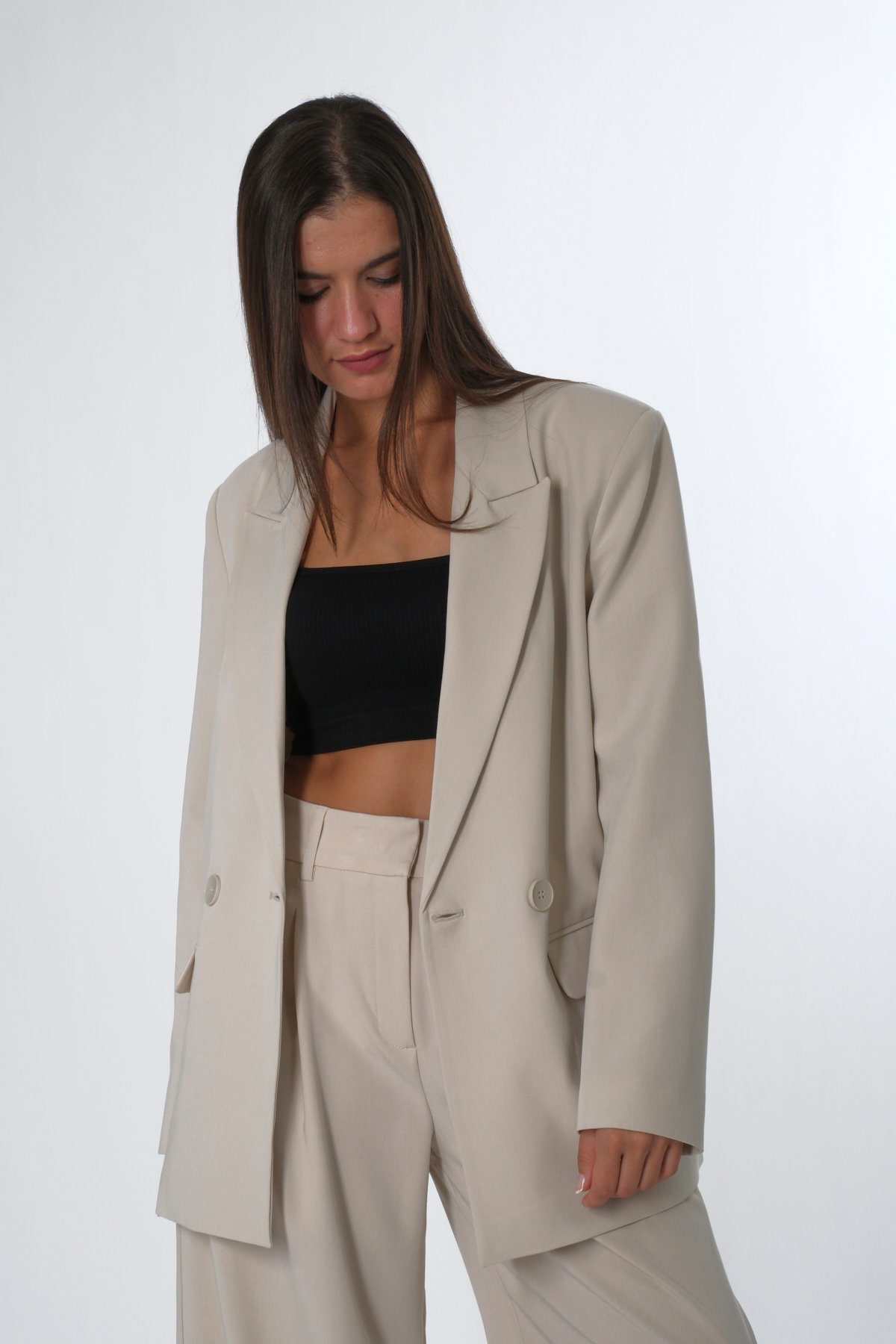 Abbra Kadın Çizgili Blazer Ceket