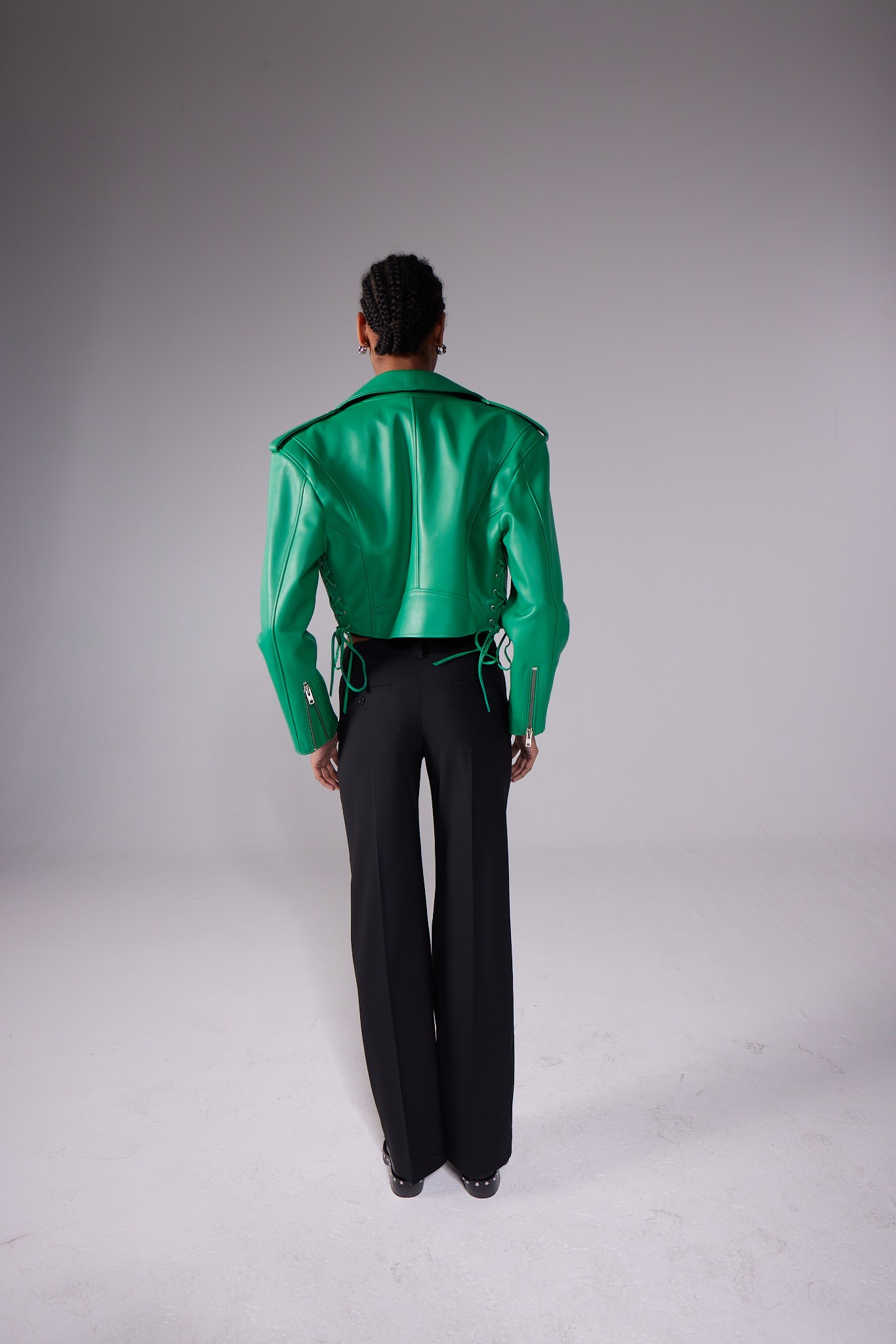 NEWYORK Gang Greener Crop Coral Leather Jacket