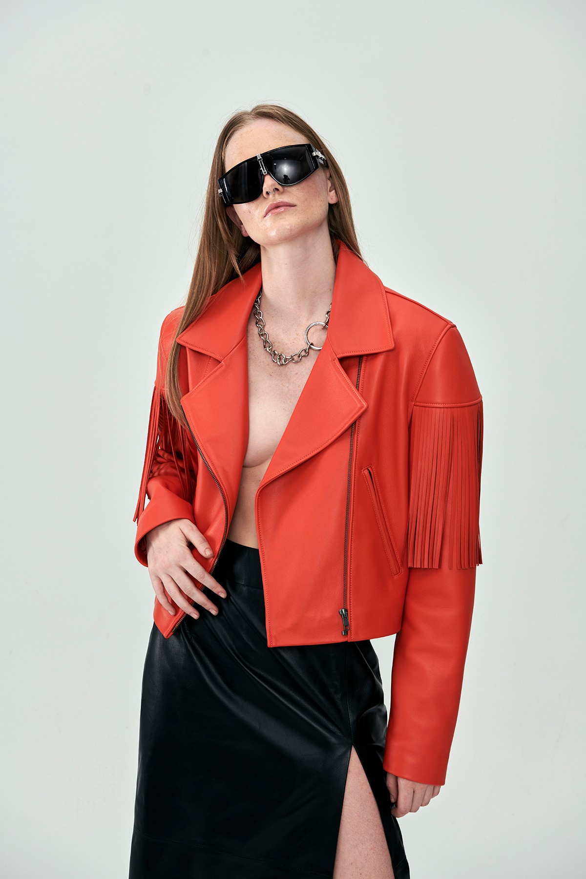 MARRAKECH Otantic Coral Leather Jacket