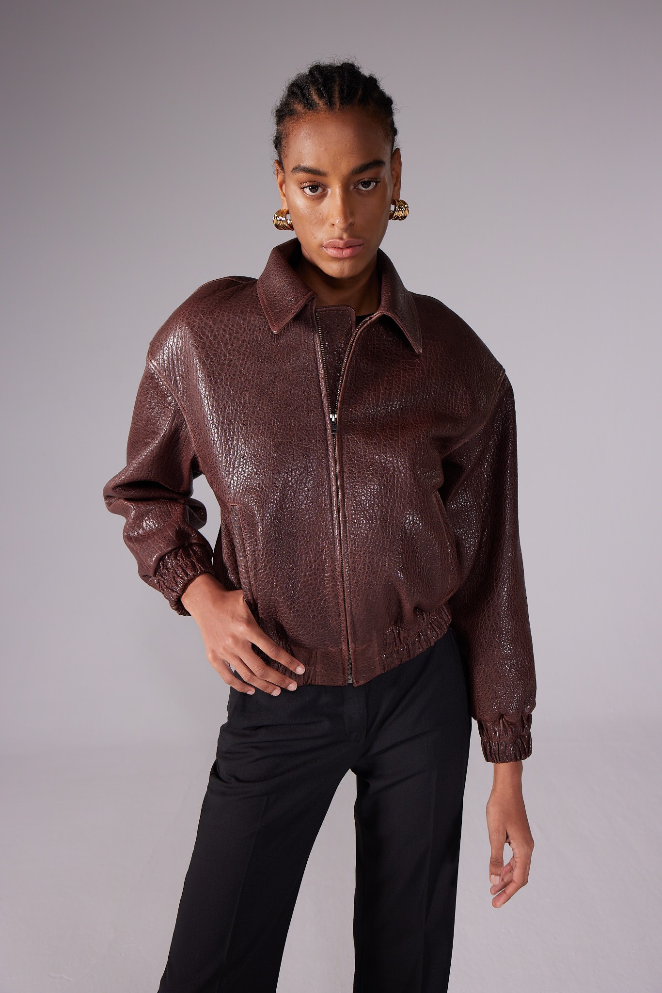 WHISKEY COLLEGE JACKET WITH A RUBBER WAIST