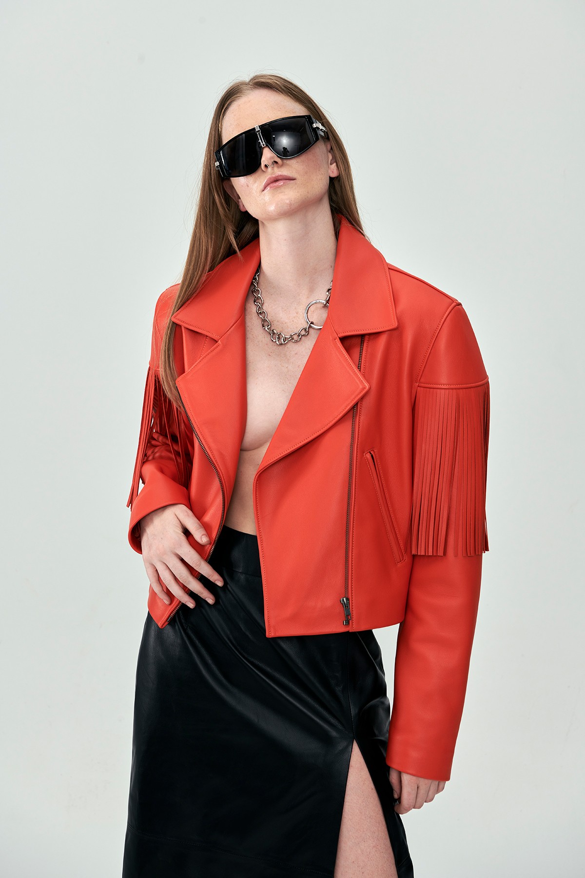 MARRAKECH Otantic Coral Leather Jacket