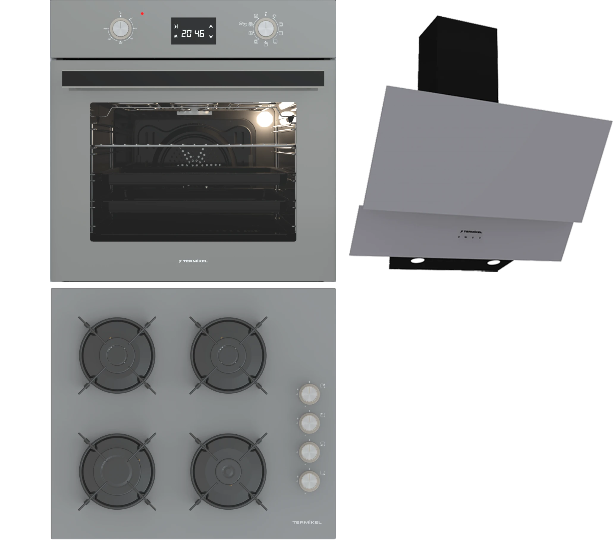 Termikel BO O6555C A + BH P6144C A + CH C6532C BA Antrasit 3'lü Ankastre Set