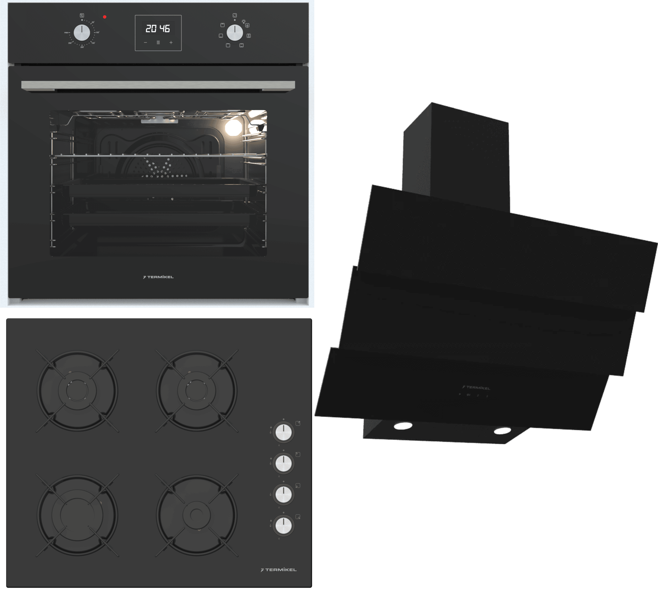 Termikel Ankastre Set (BO O64D5C B + BH P6144C B + CH S6532C BB)