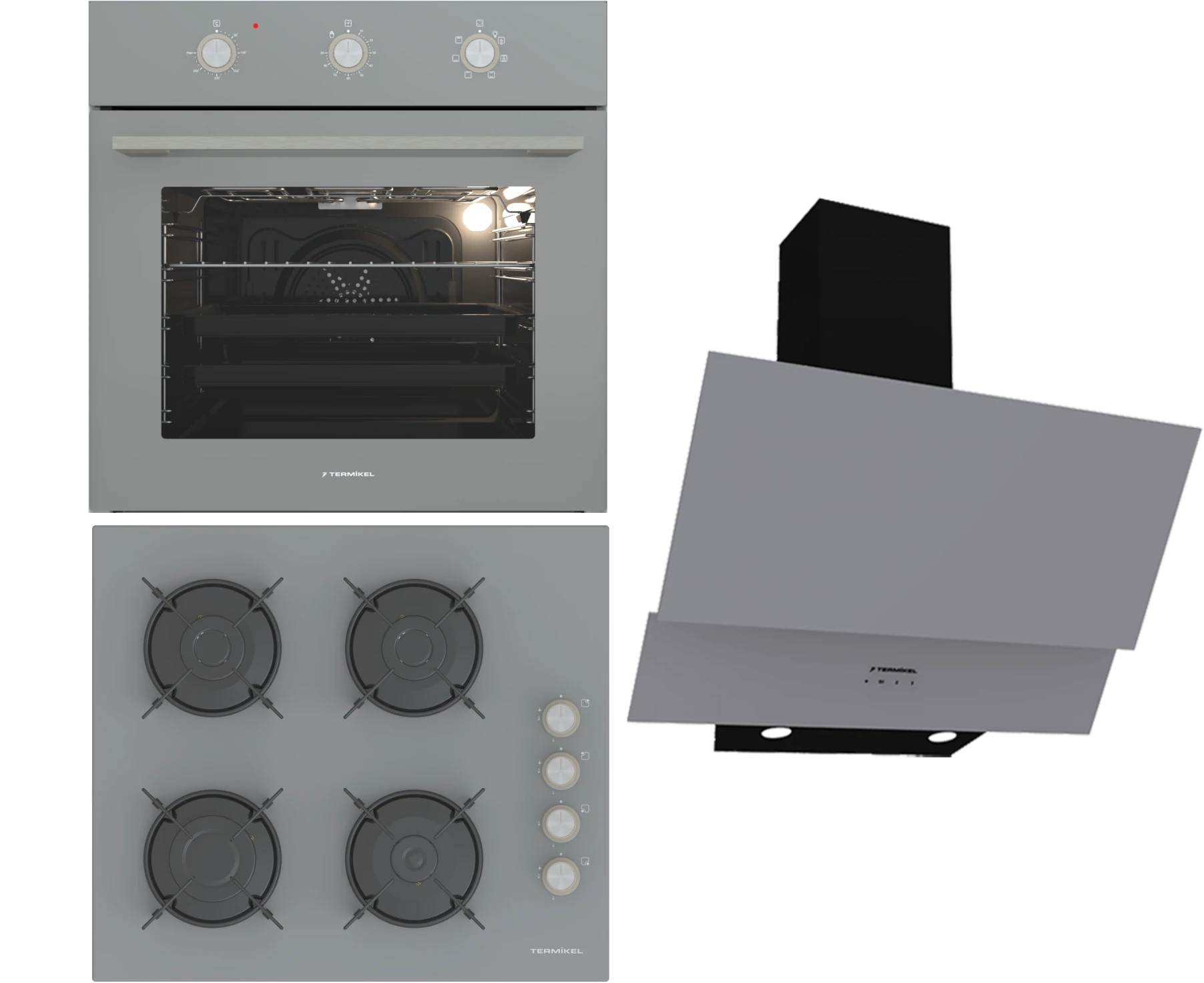 Termikel BO O6435C A + BH P6144C A + CH C6532C BA Antrasit 3'lü Ankastre Set