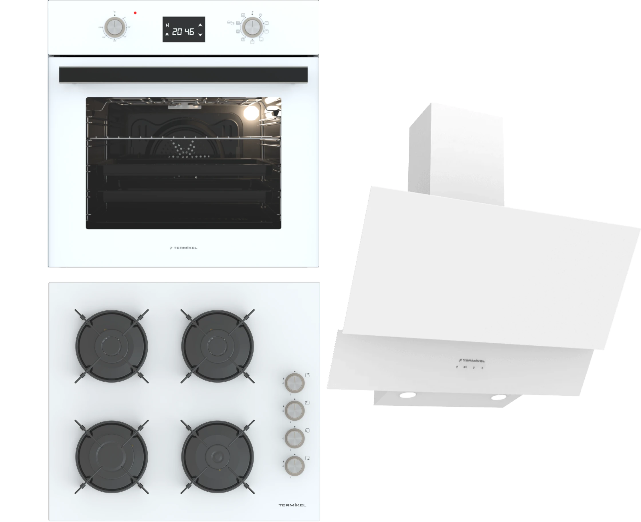 Termikel BO O6555C W + BH P6144C W + CH C6532C WW Beyaz 3'lü Ankastre Set