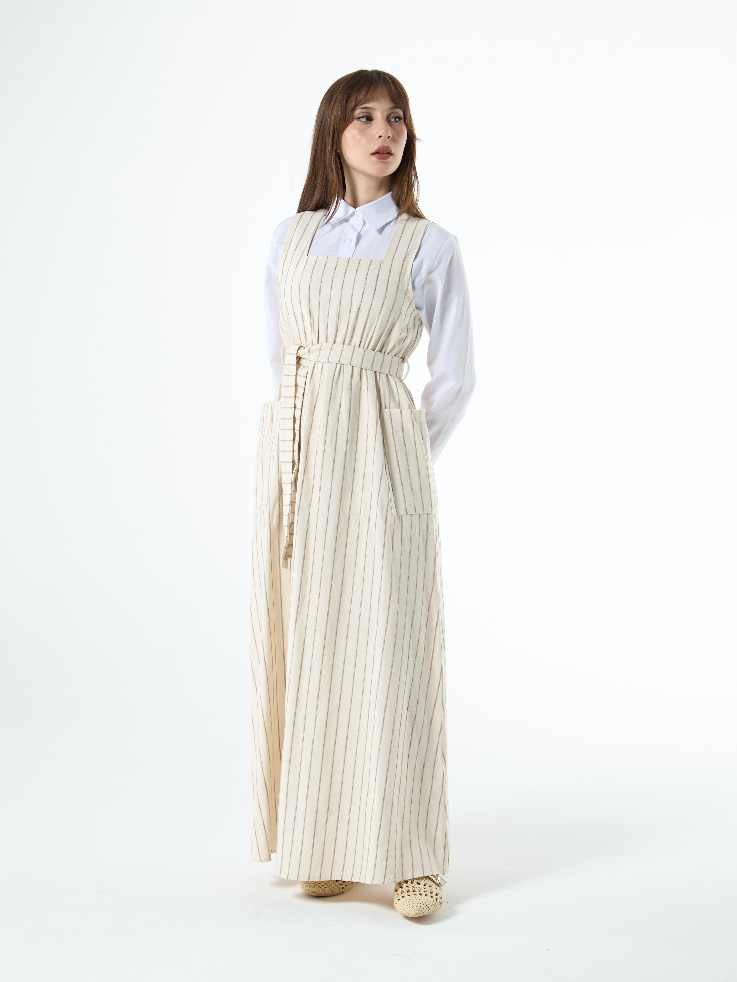 Striped beige Dress - Brown