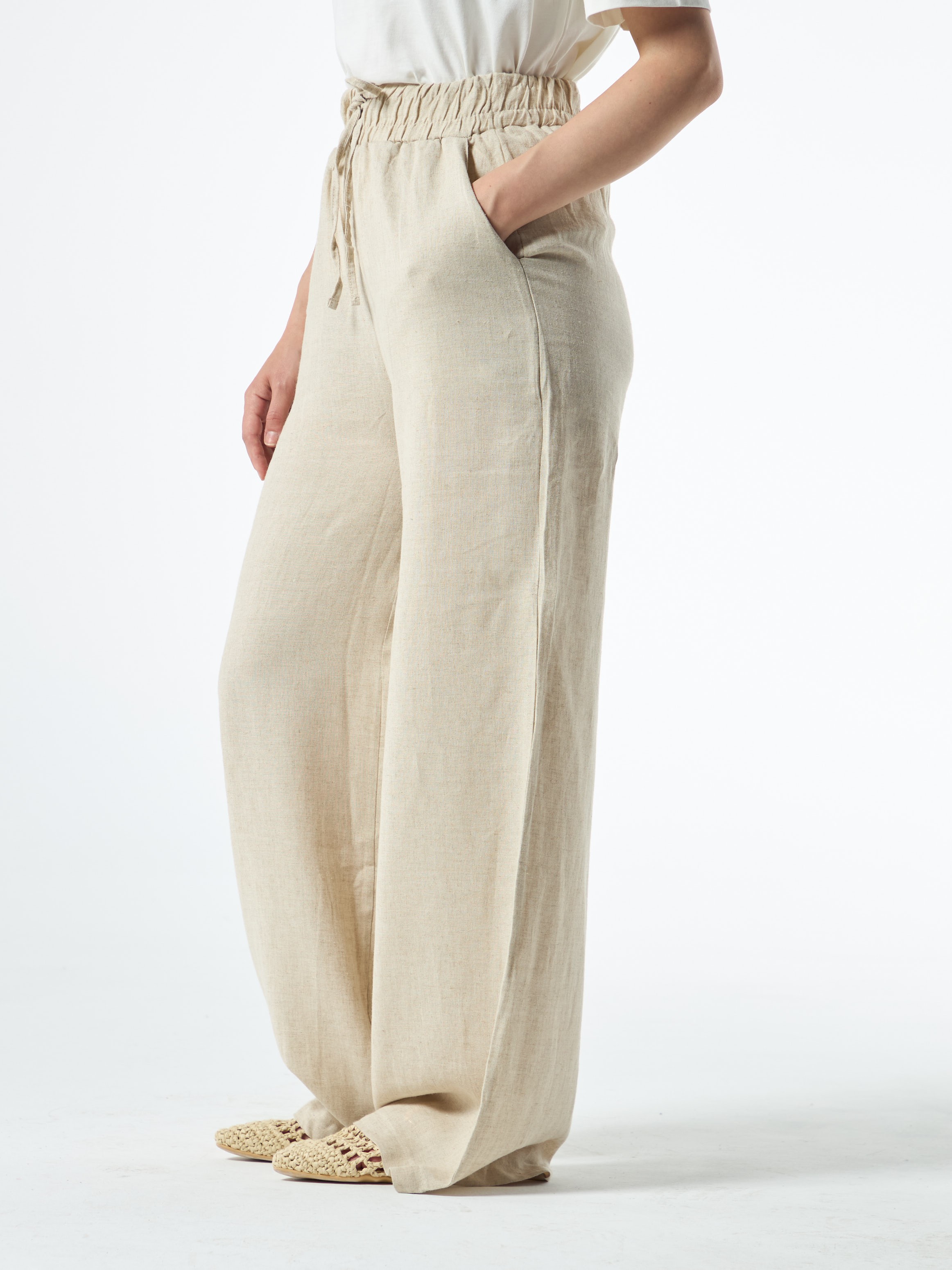 beige linen pants