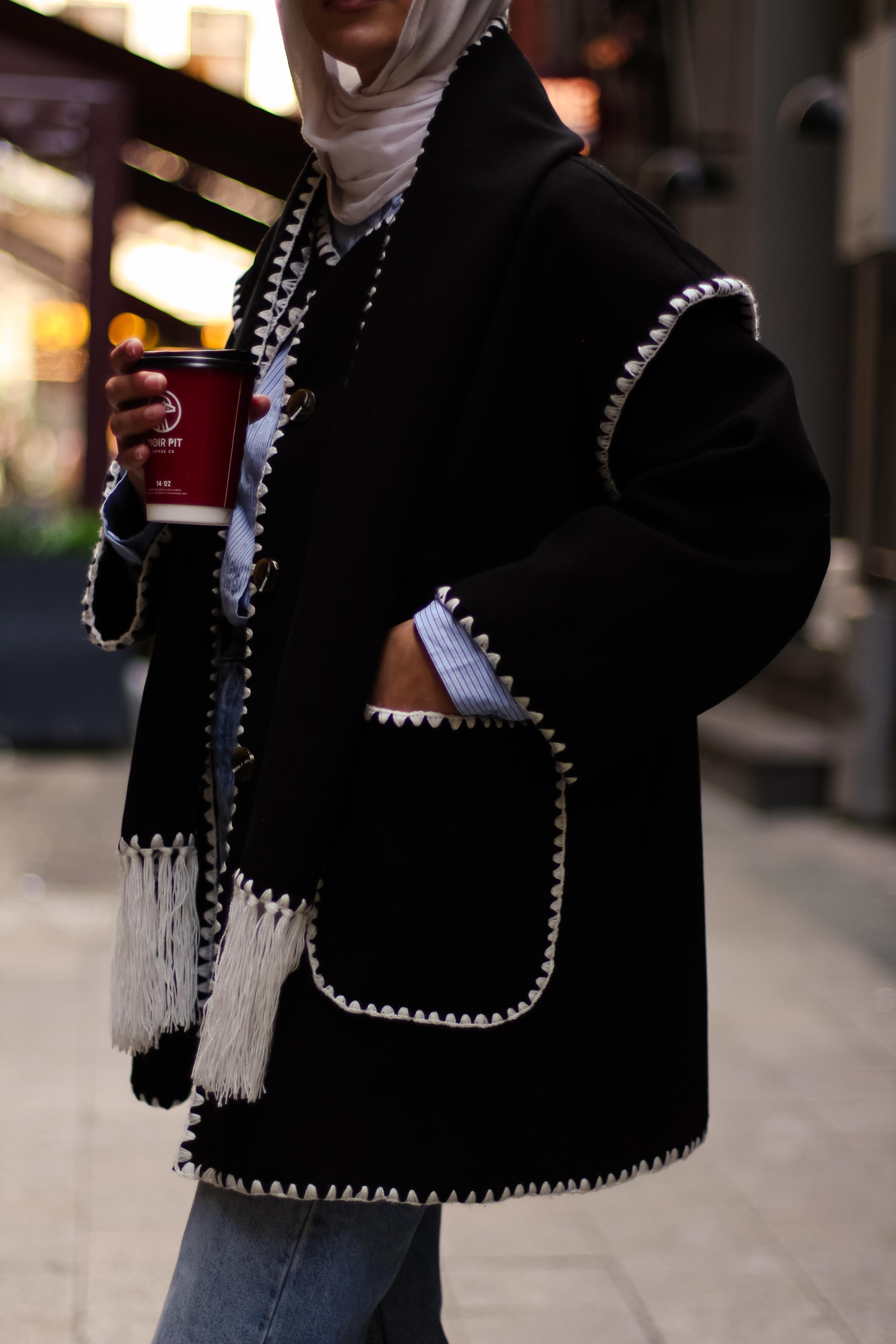 Embroidered Scarf Jacket