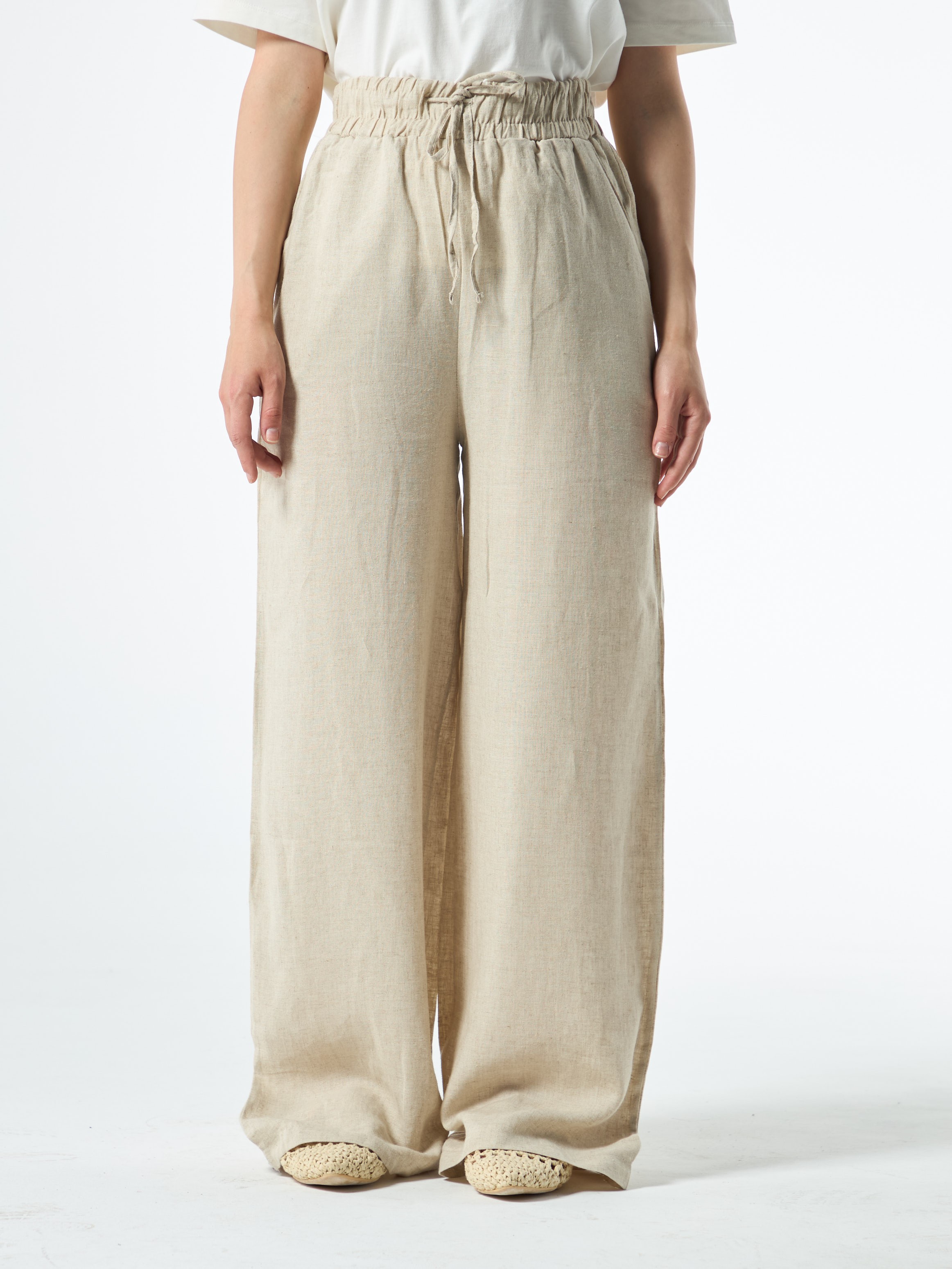 beige linen pants