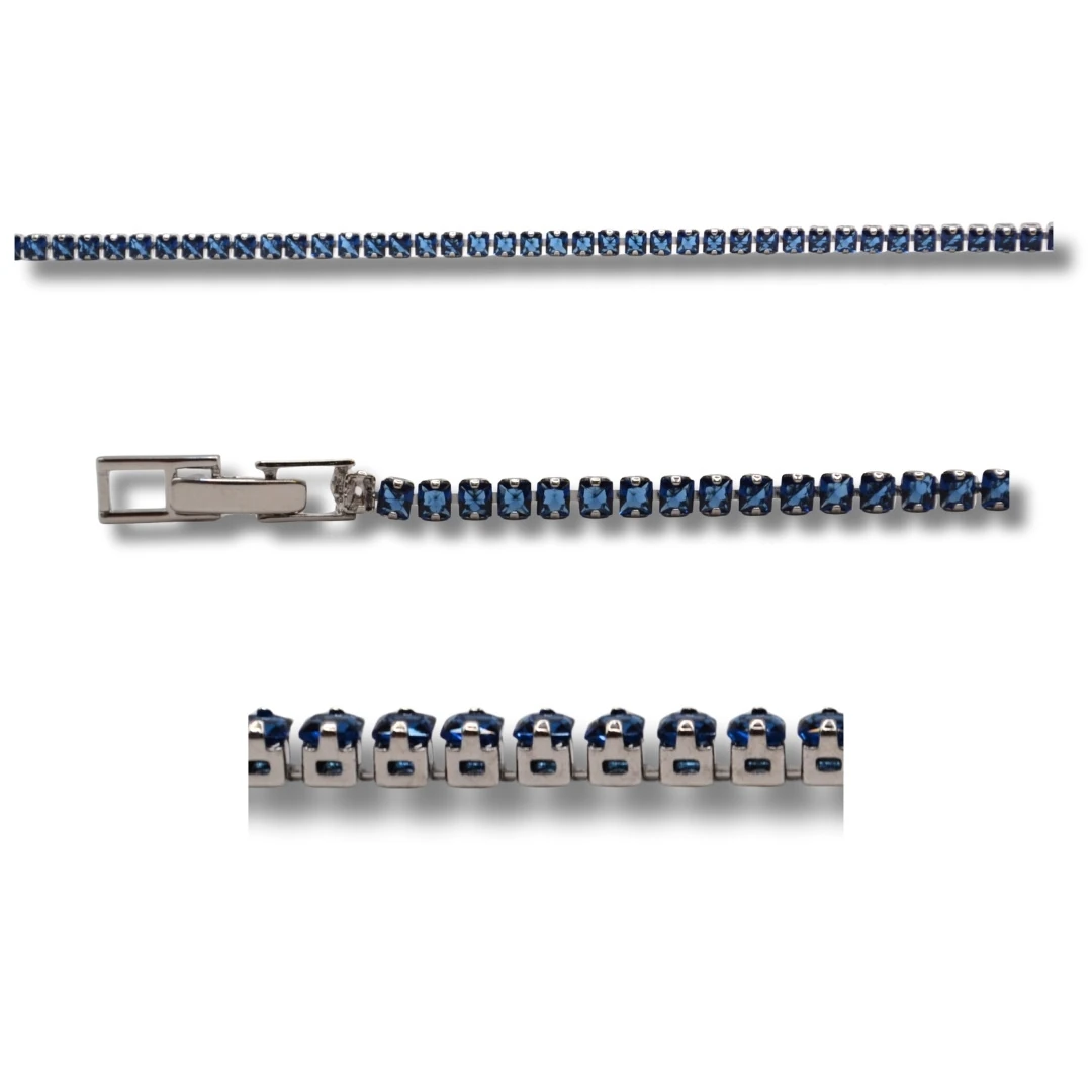 Lucent-Lacivert Zirkon Taşlı Çelik Tenis Bileklik