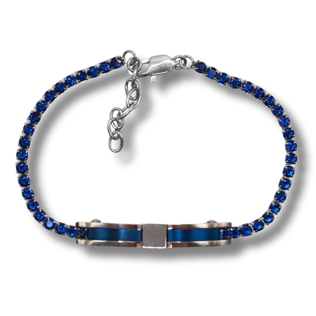 Lucent-Lacivert Zirkon Taşlı Çelik Bileklik