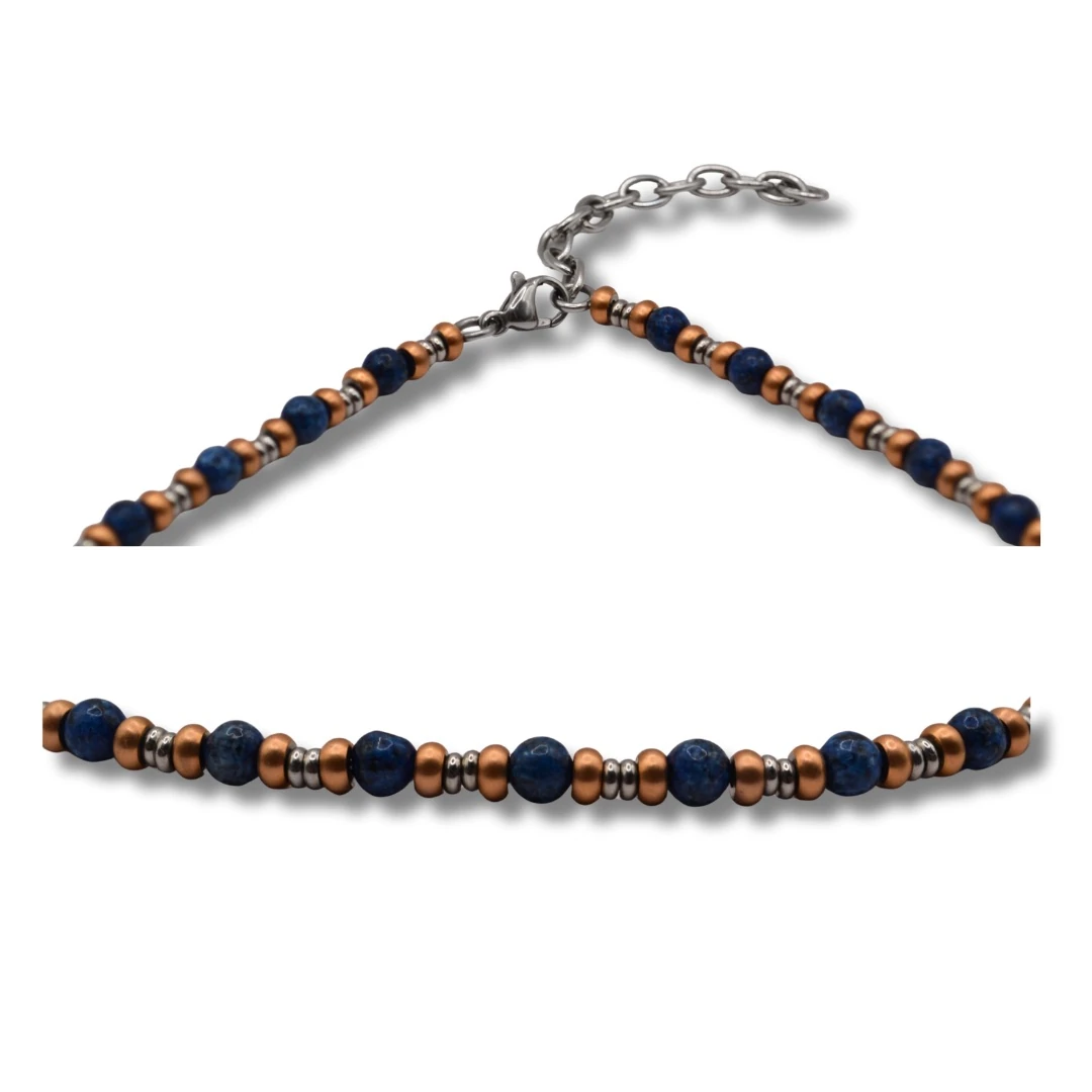 Aethra-Doğal Lapis Lazuli Taşlı Çelik Kolye