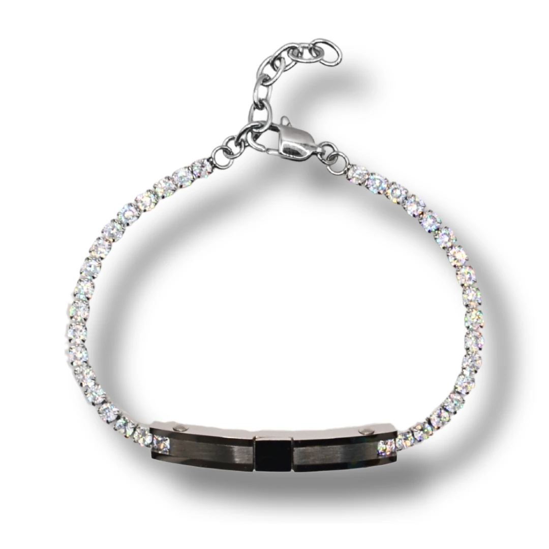Lucent-Gümüş Zirkon Taşlı Çelik Bileklik