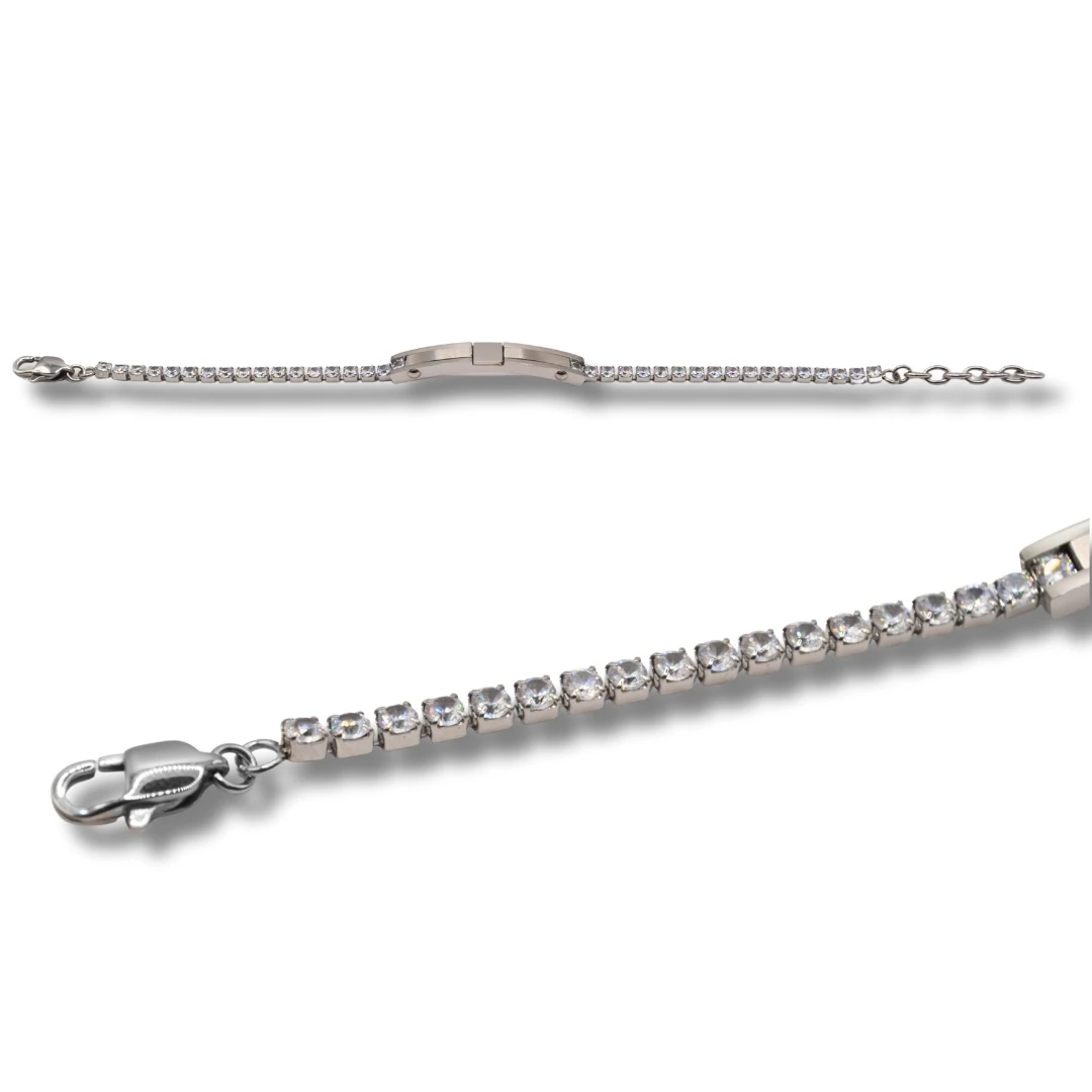 Lucent-Gümüş Zirkon Taşlı Çelik Bileklik