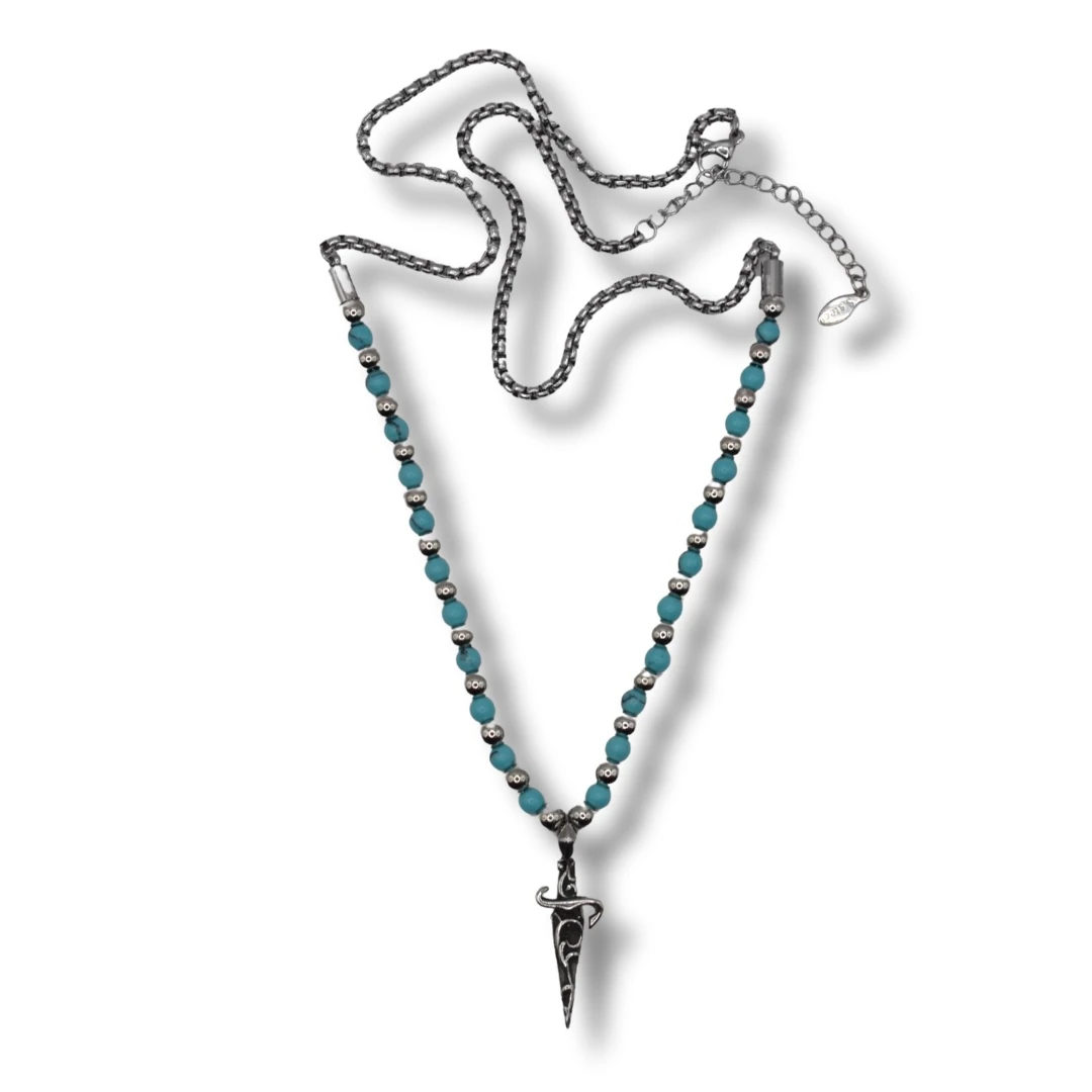 Aethra-Turkuaz Doğal Taşlı Çelik Kolye