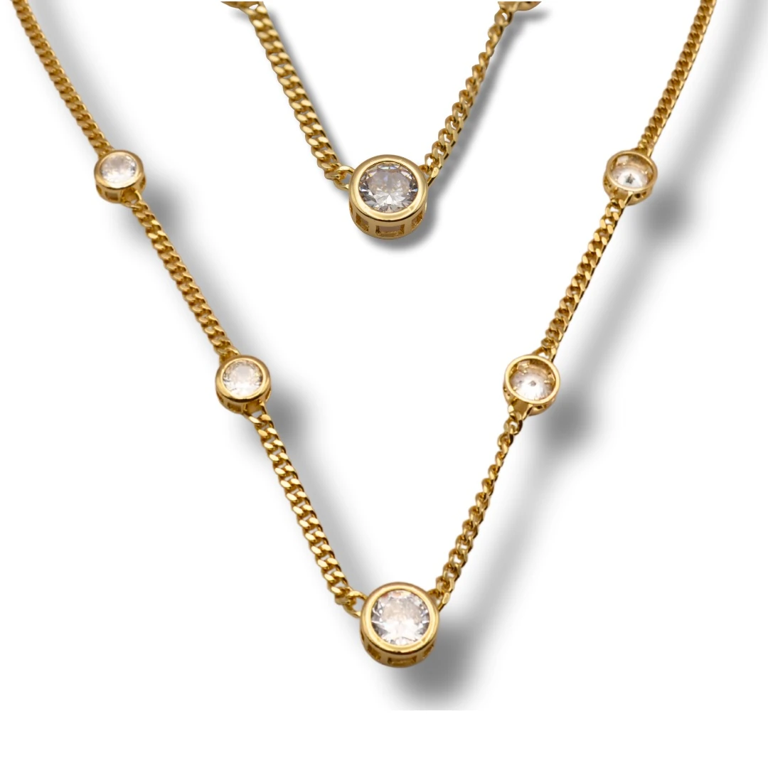 Umbra-18K Altın Kaplama, Beyaz Zirkon Detaylı Kadın Kolye