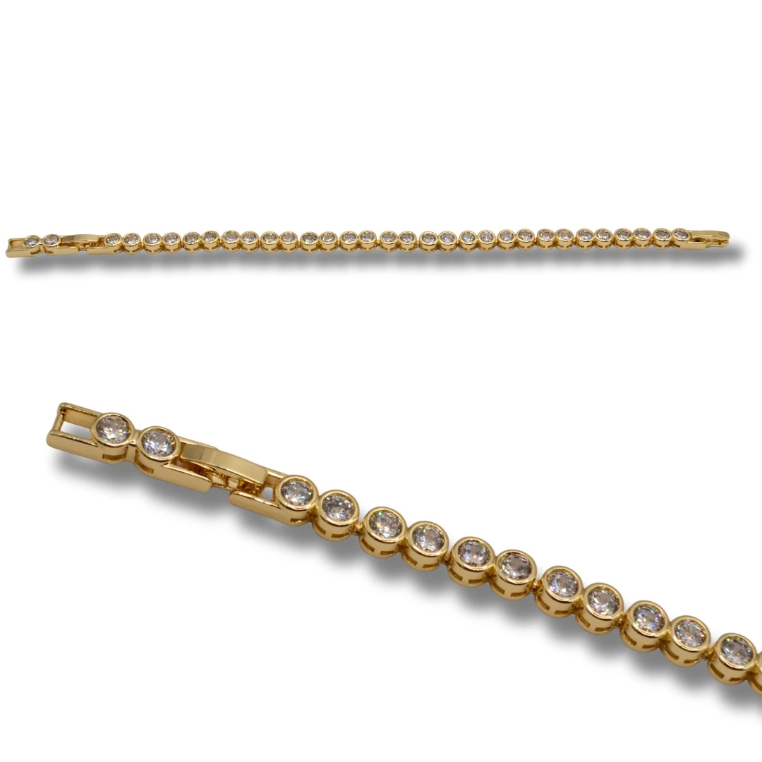 Lucent-Zarif Beyaz Zirkon Taşlı 18K Altın Renk Kadın Bileklik