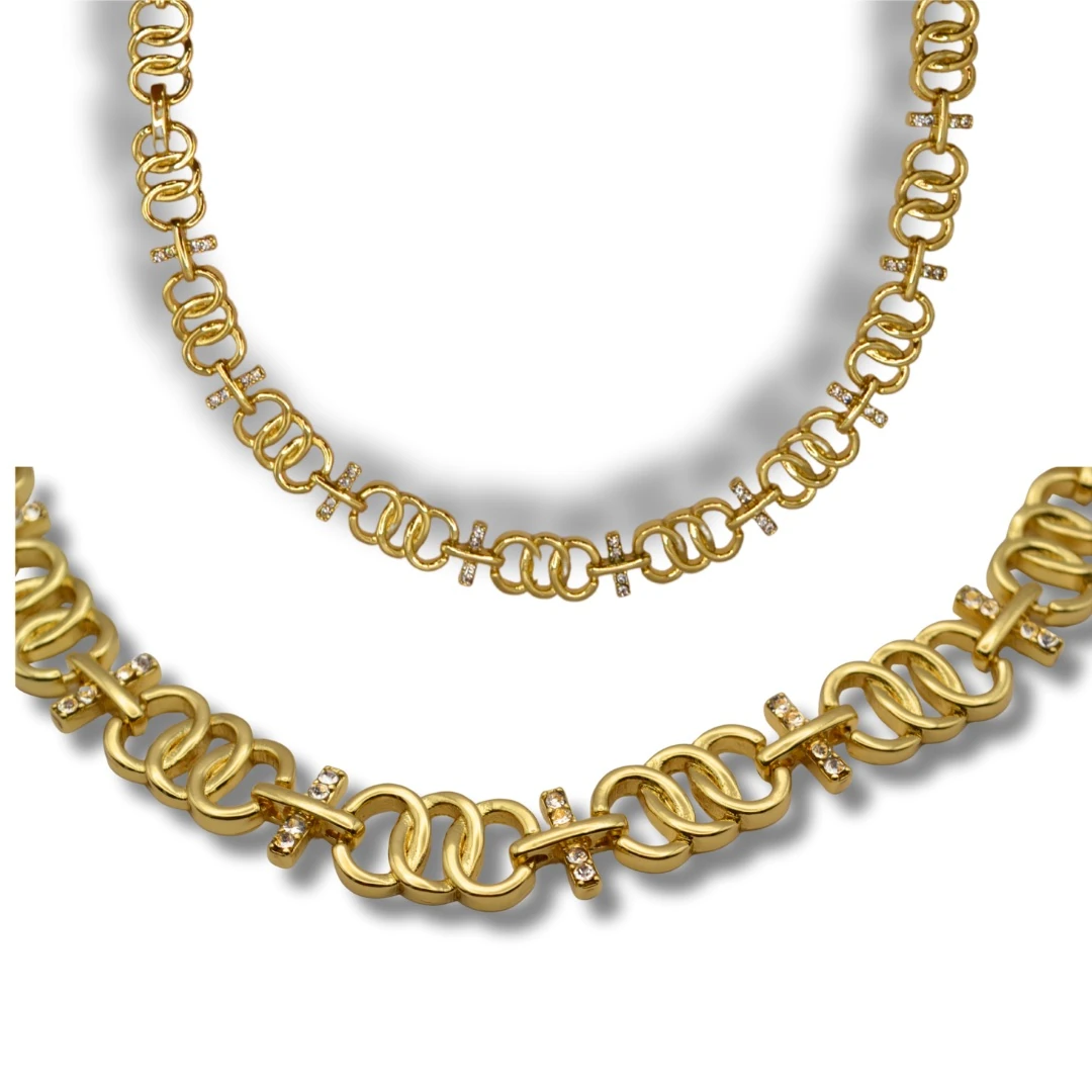 Umbra–18K Altın Kaplama, Beyaz Zirkon Taşlı, 316L Çelik Kadın Kolye