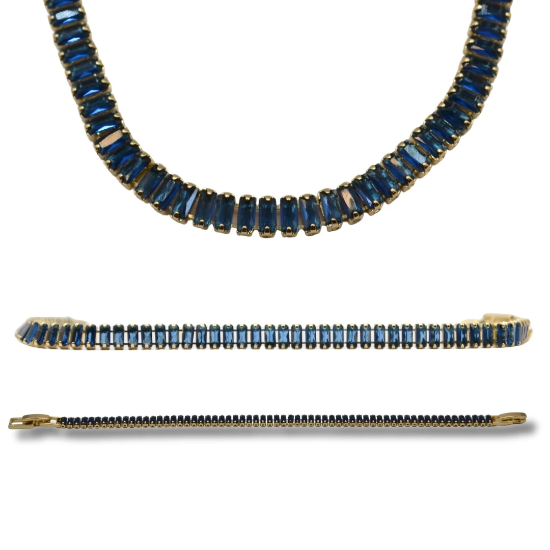 Lucent-Lacivert Zirkon Taşlı Çelik Bileklik