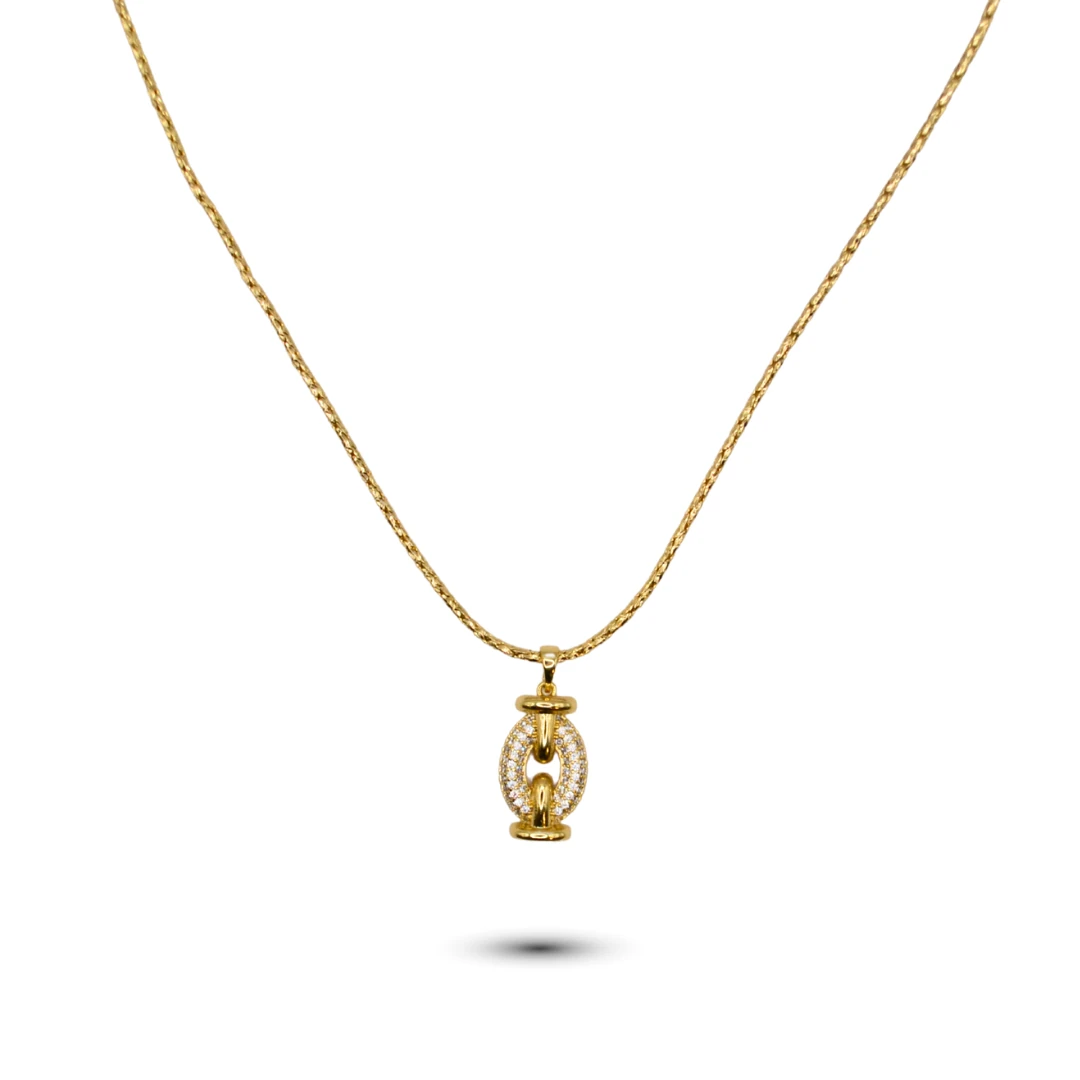 Umbra-Premium Zirkon Taşlı Altın Renk Zincir Modern Kadın Kolye