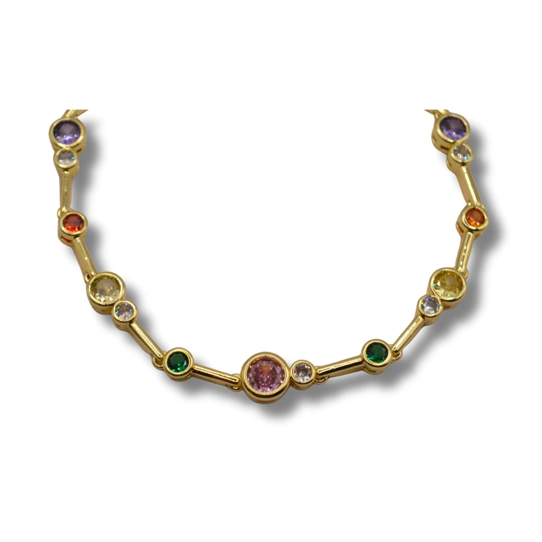 Umbra-Renkli Zirkon Taşlı 18K Altın Kaplama Kadın Bileklik